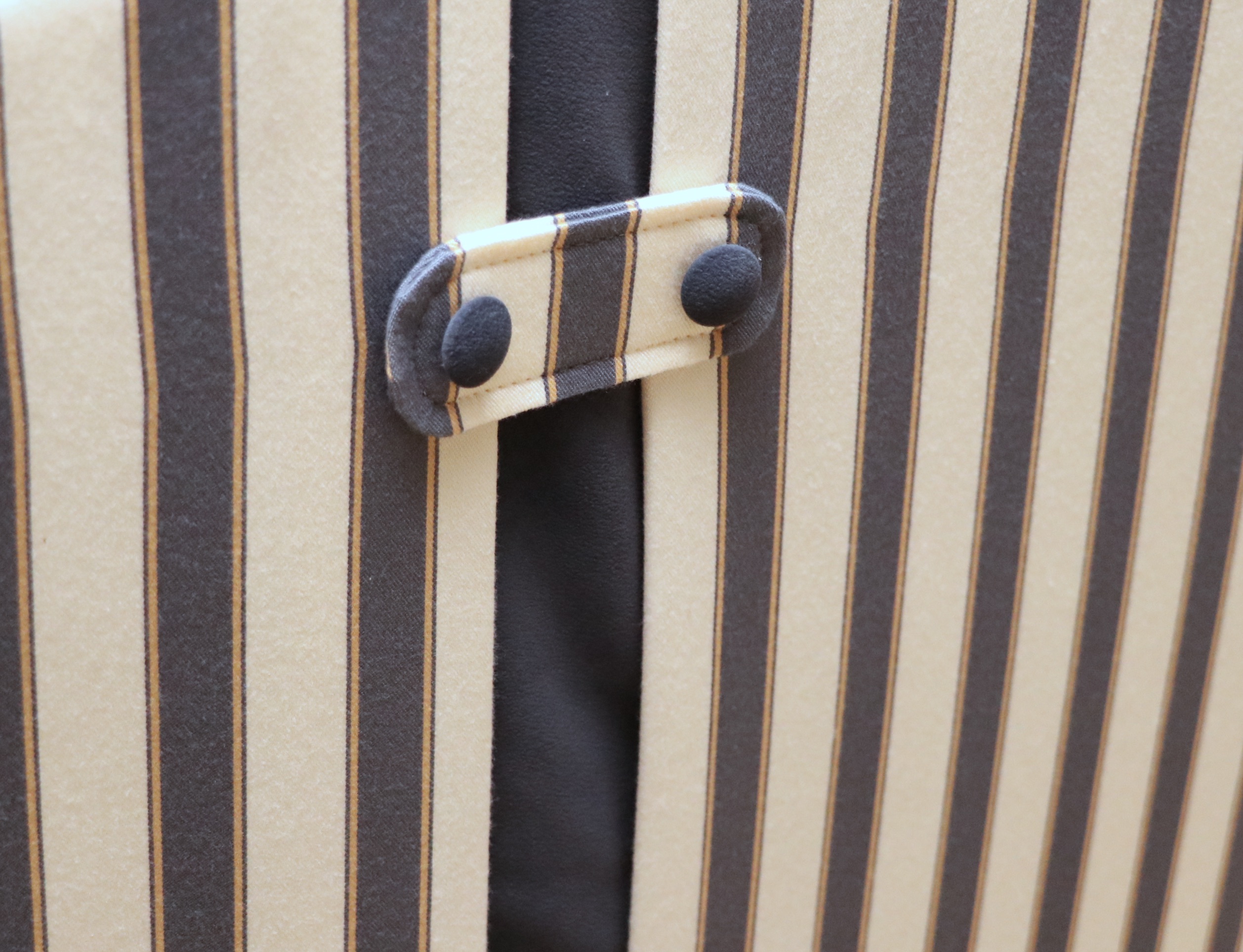 Ethan Allen Ticking Stripe Upholstered Wingback Armchair