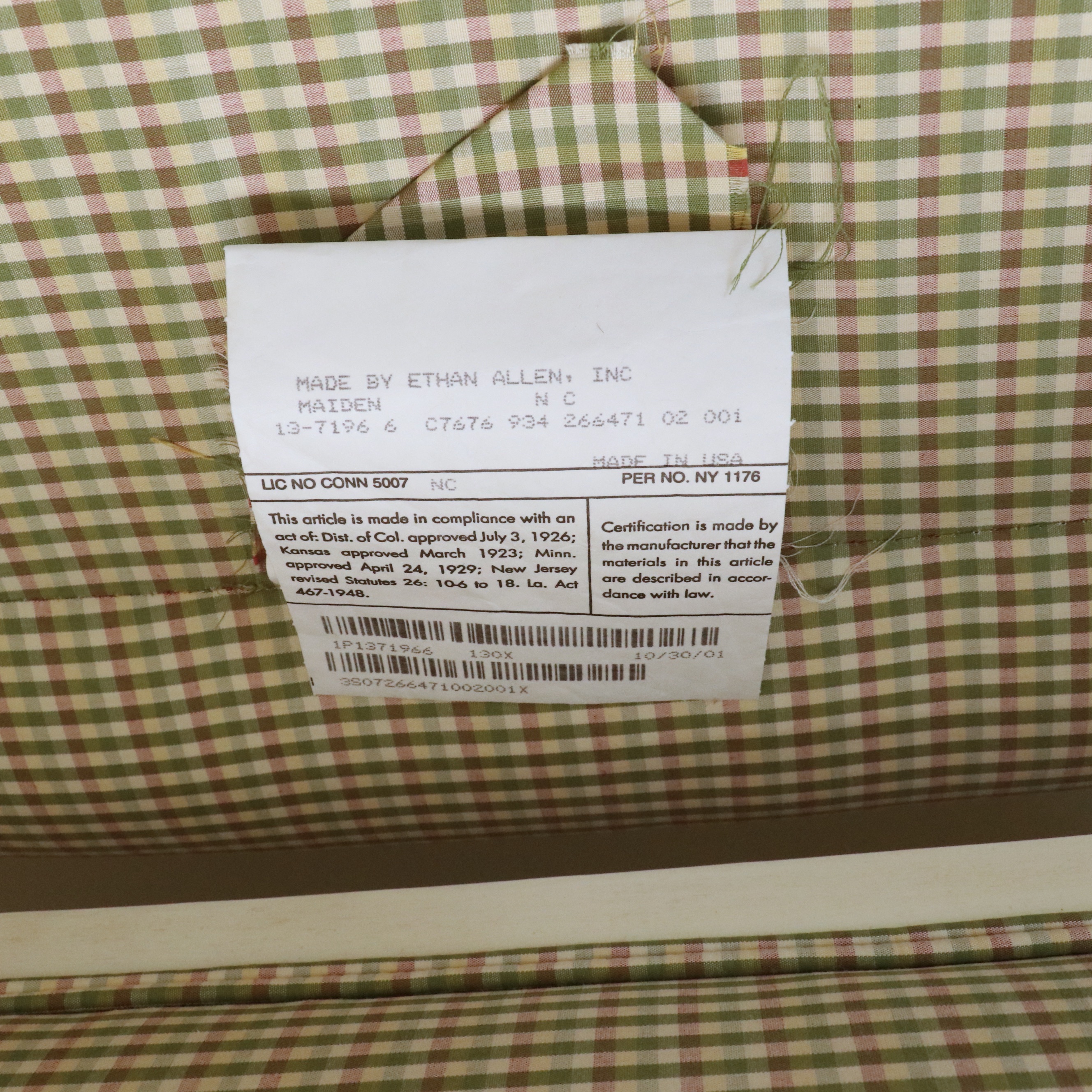 Ethan Allen "Legacy Collection" Caned Arm Upholstered Settee in Antique White