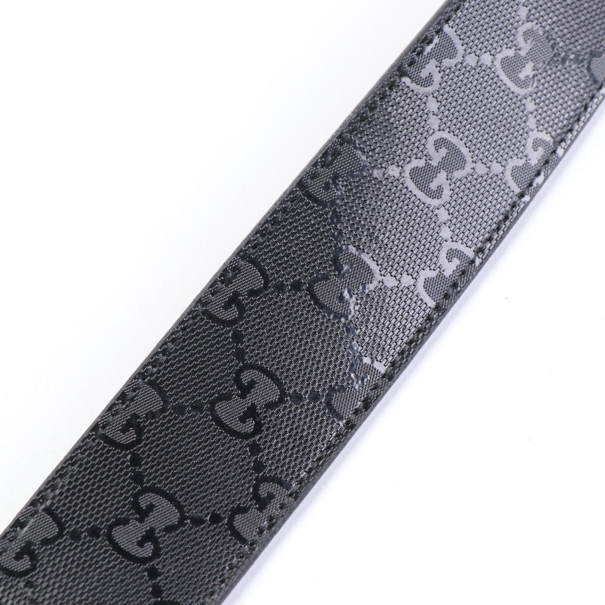 Men's Gucci Black GG Imprime Leather Belt with Interlocking G Buckle