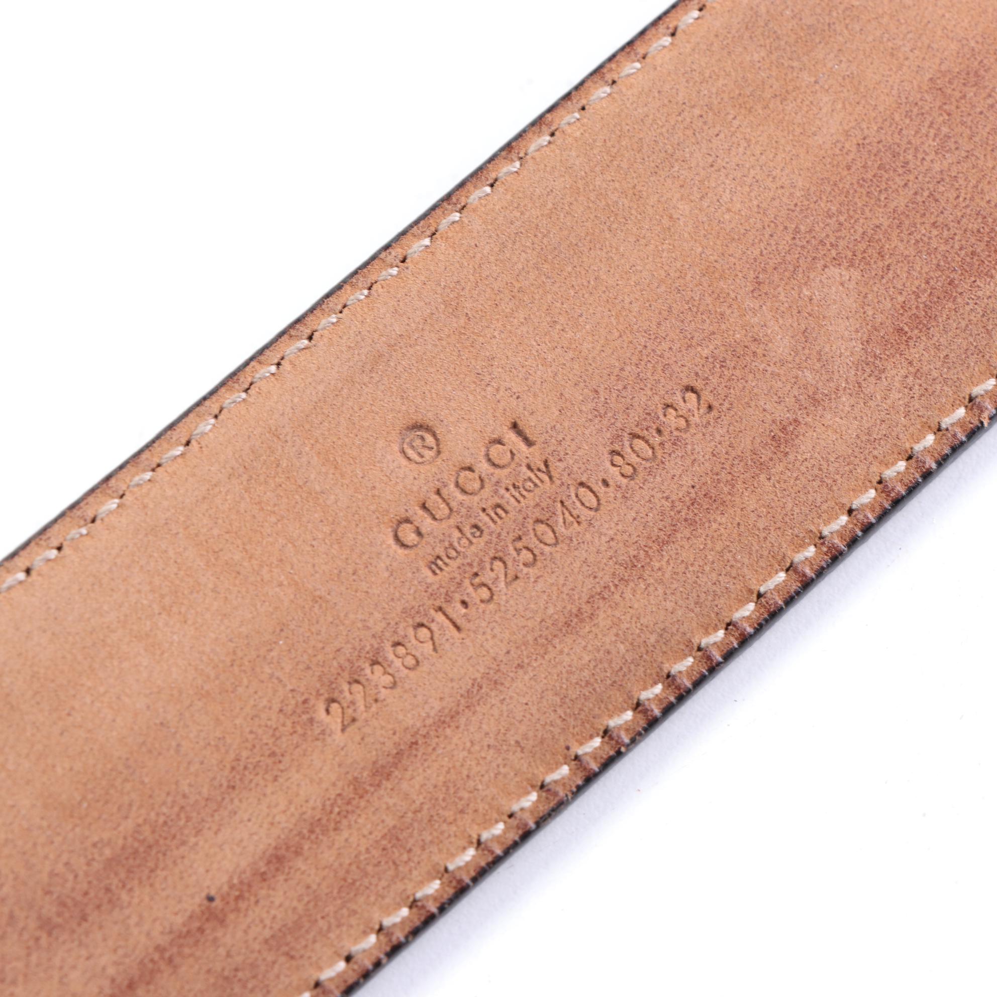 Men's Gucci Black GG Imprime Leather Belt with Interlocking G Buckle