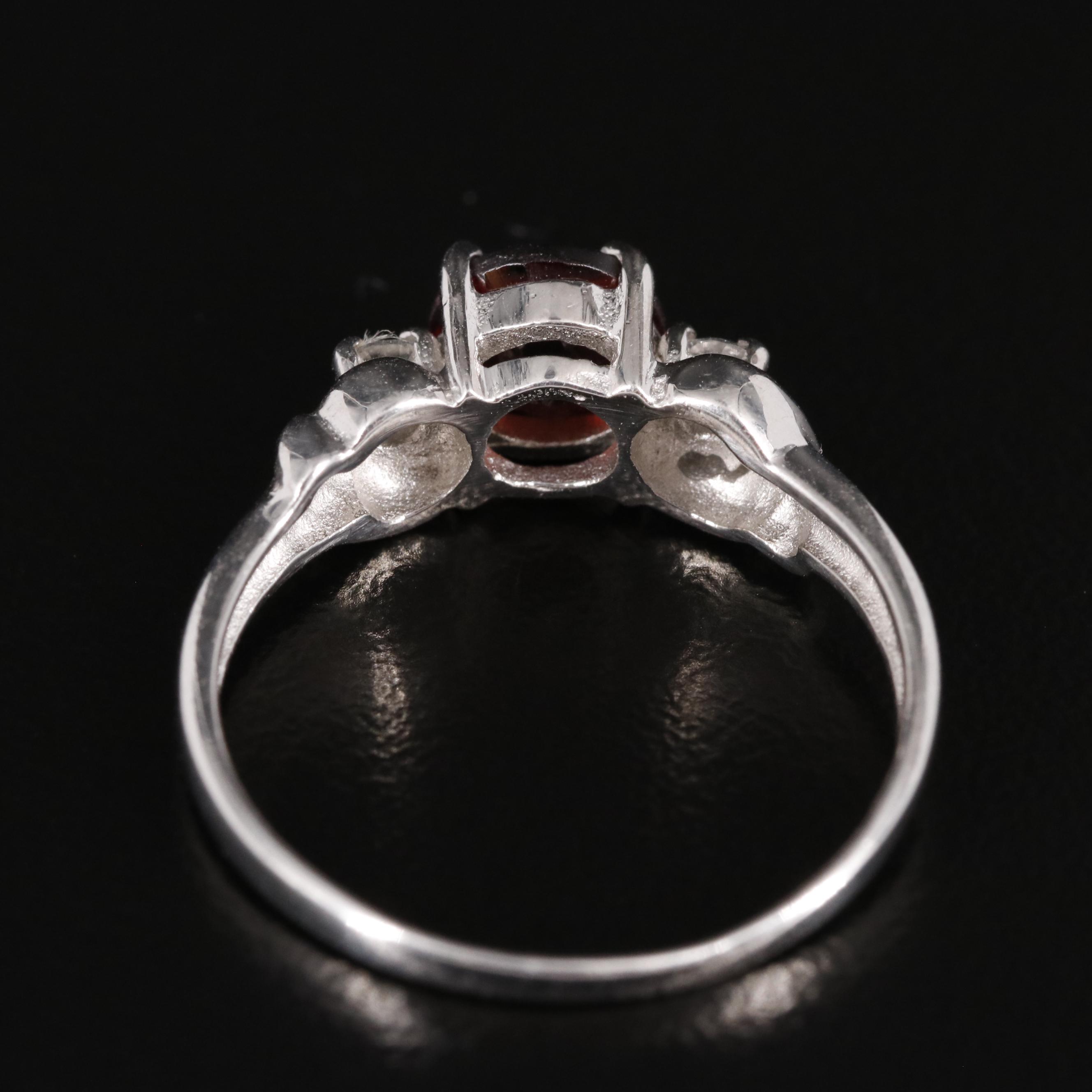 Sterling Garnet and Topaz Three Stone Ring