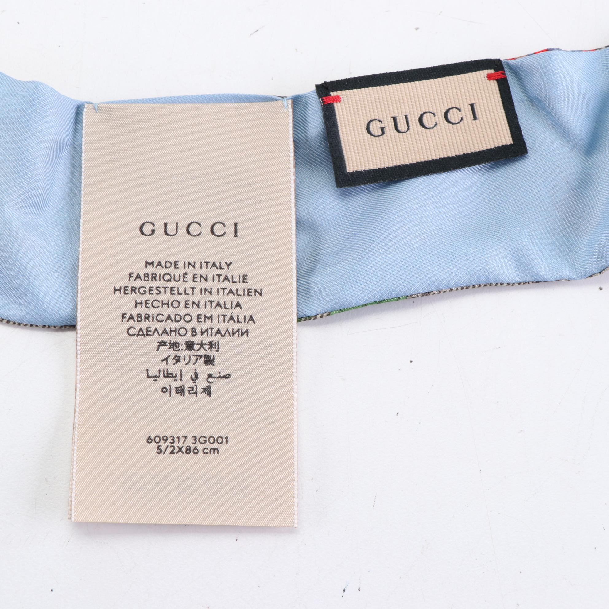 Gucci Neck Bow in Silk GG Flora Print with Box