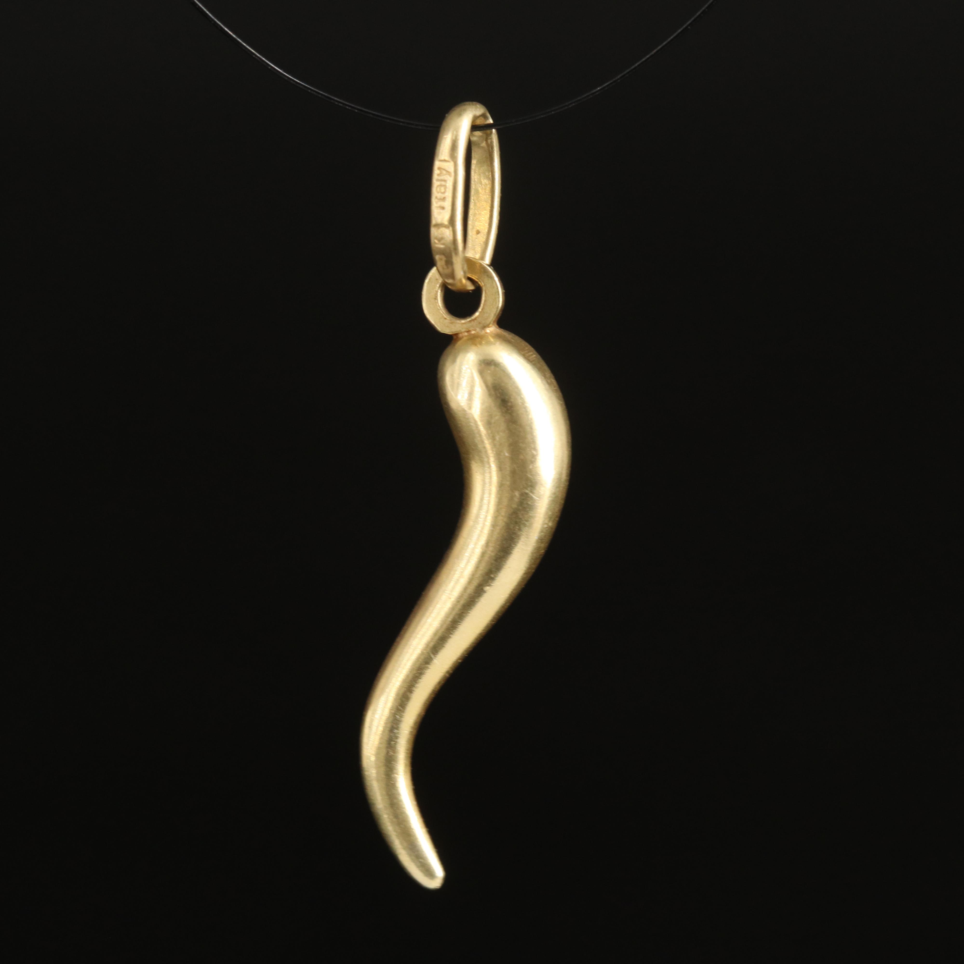 Italian 14K Cornicello Pendant