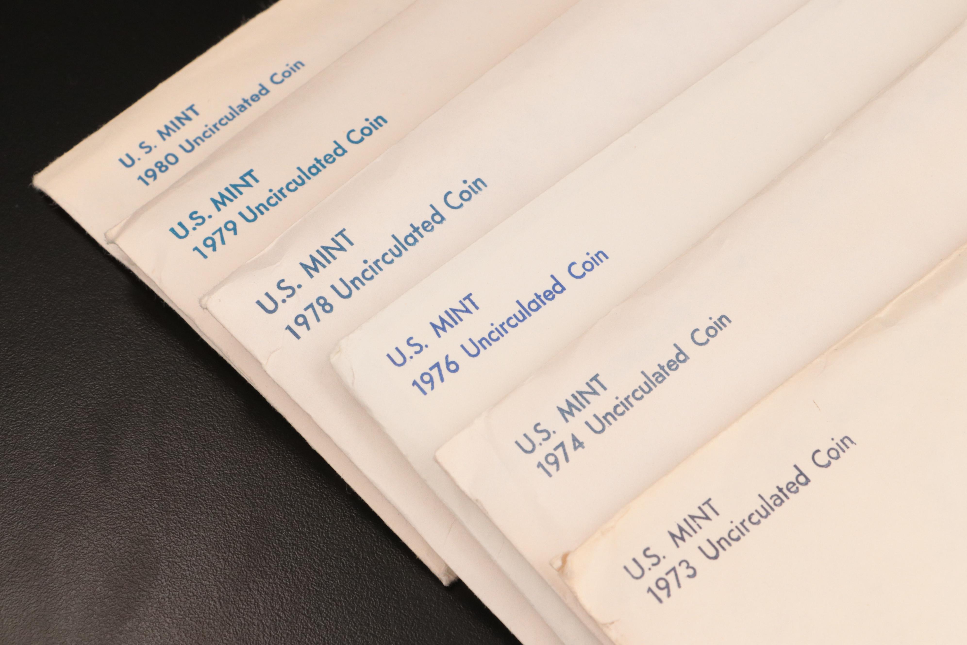 Eight U.S. Mint Sets, 1970s–1980s