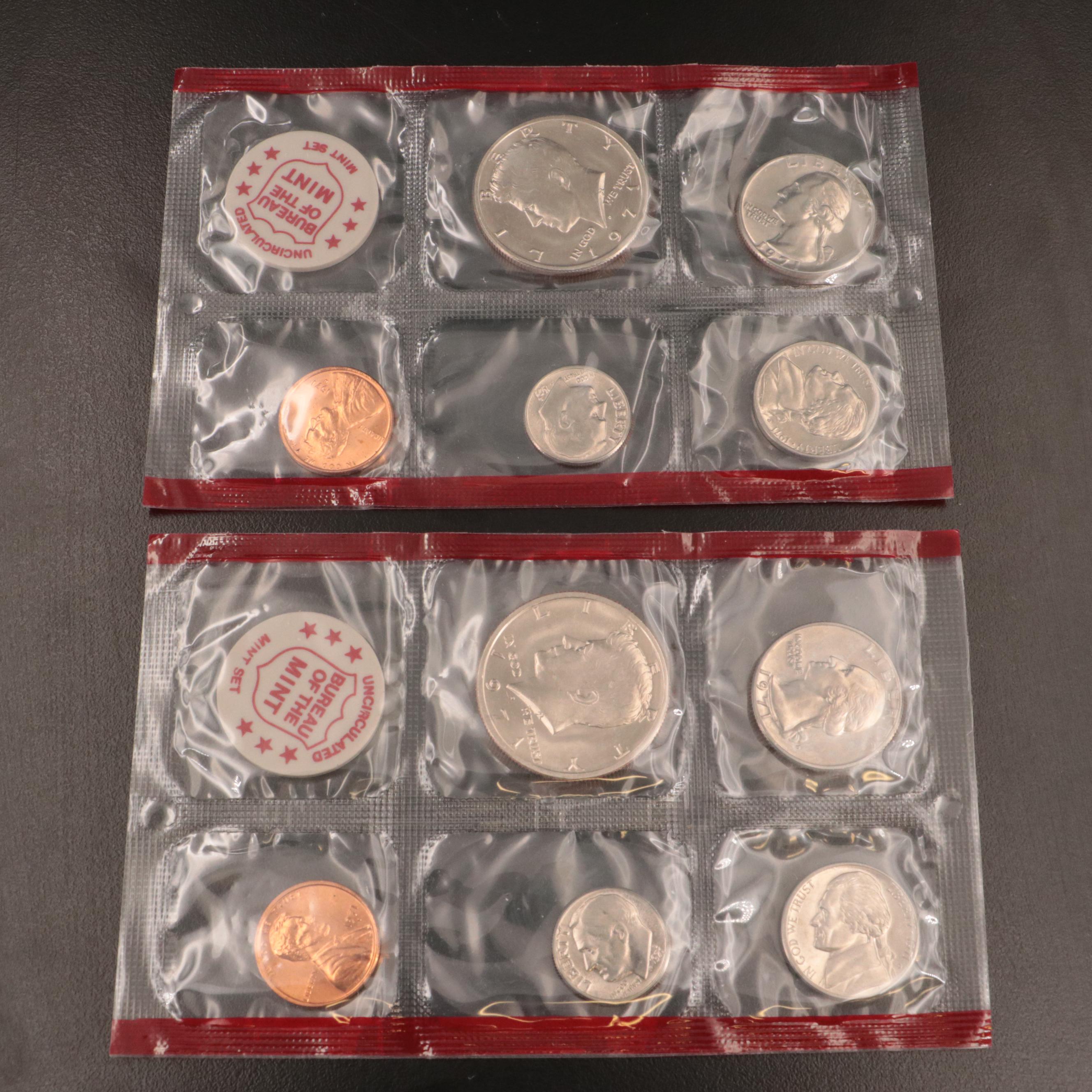 Eight U.S. Mint Sets, 1970s–1980s