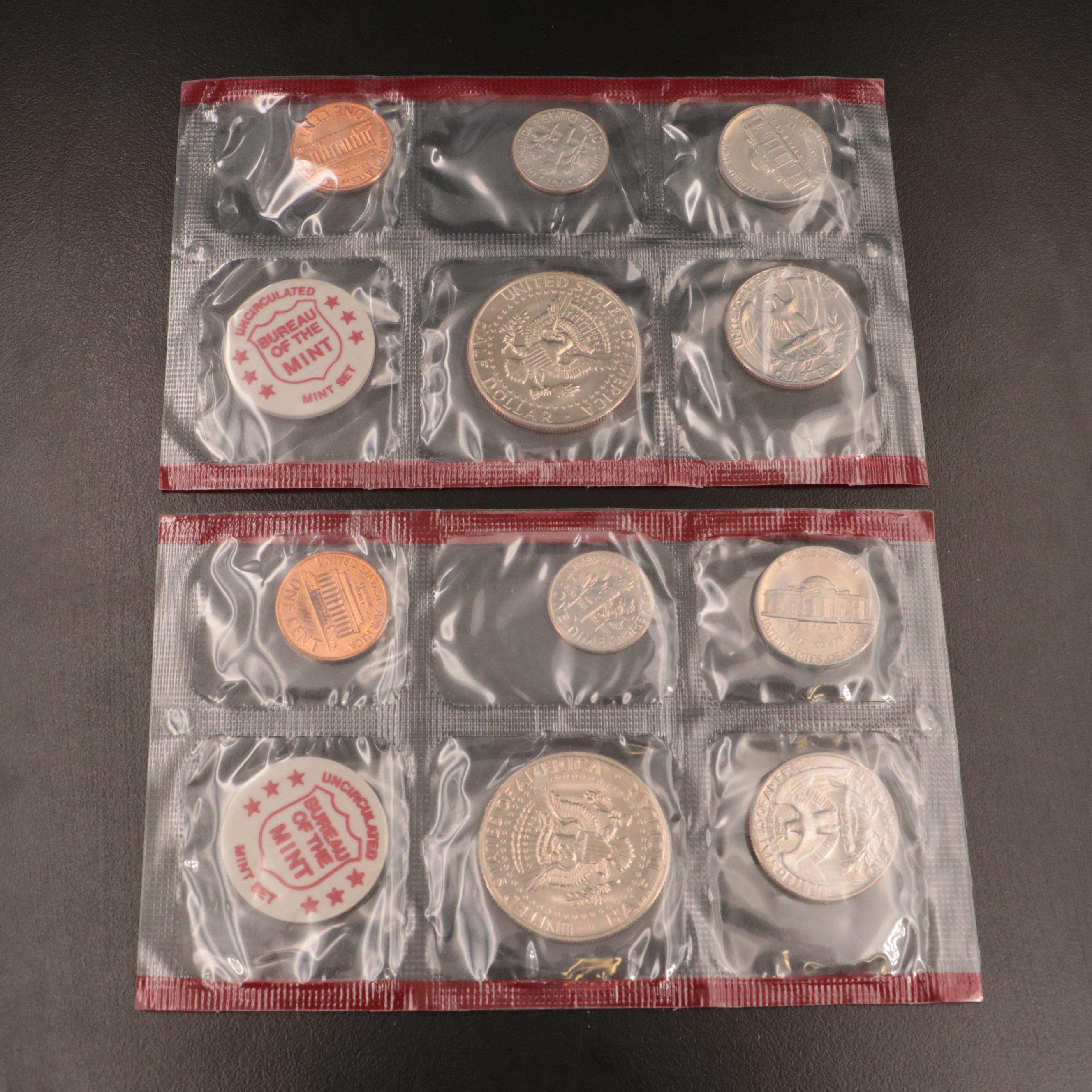 Eight U.S. Mint Sets, 1970s–1980s