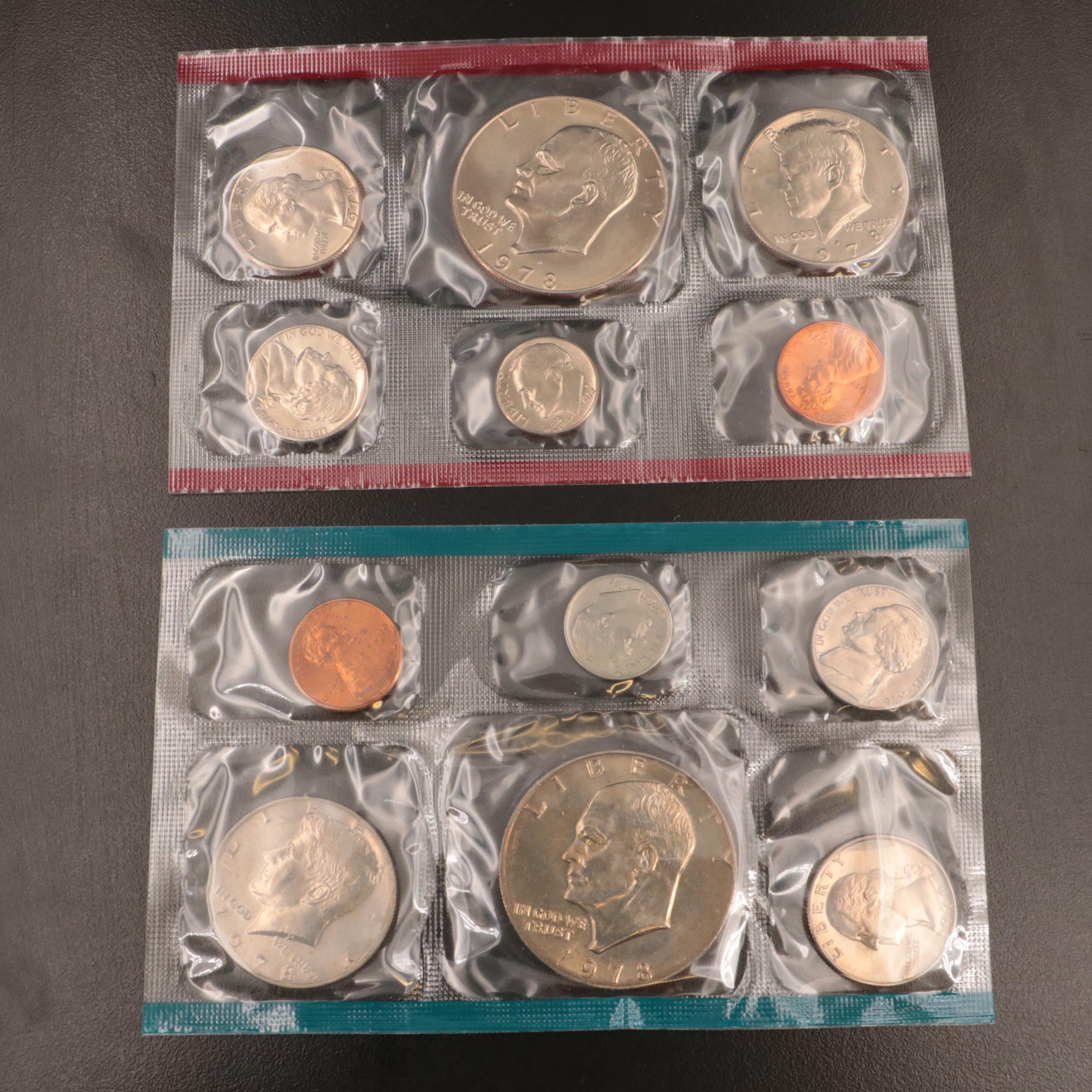 Eight U.S. Mint Sets, 1970s–1980s