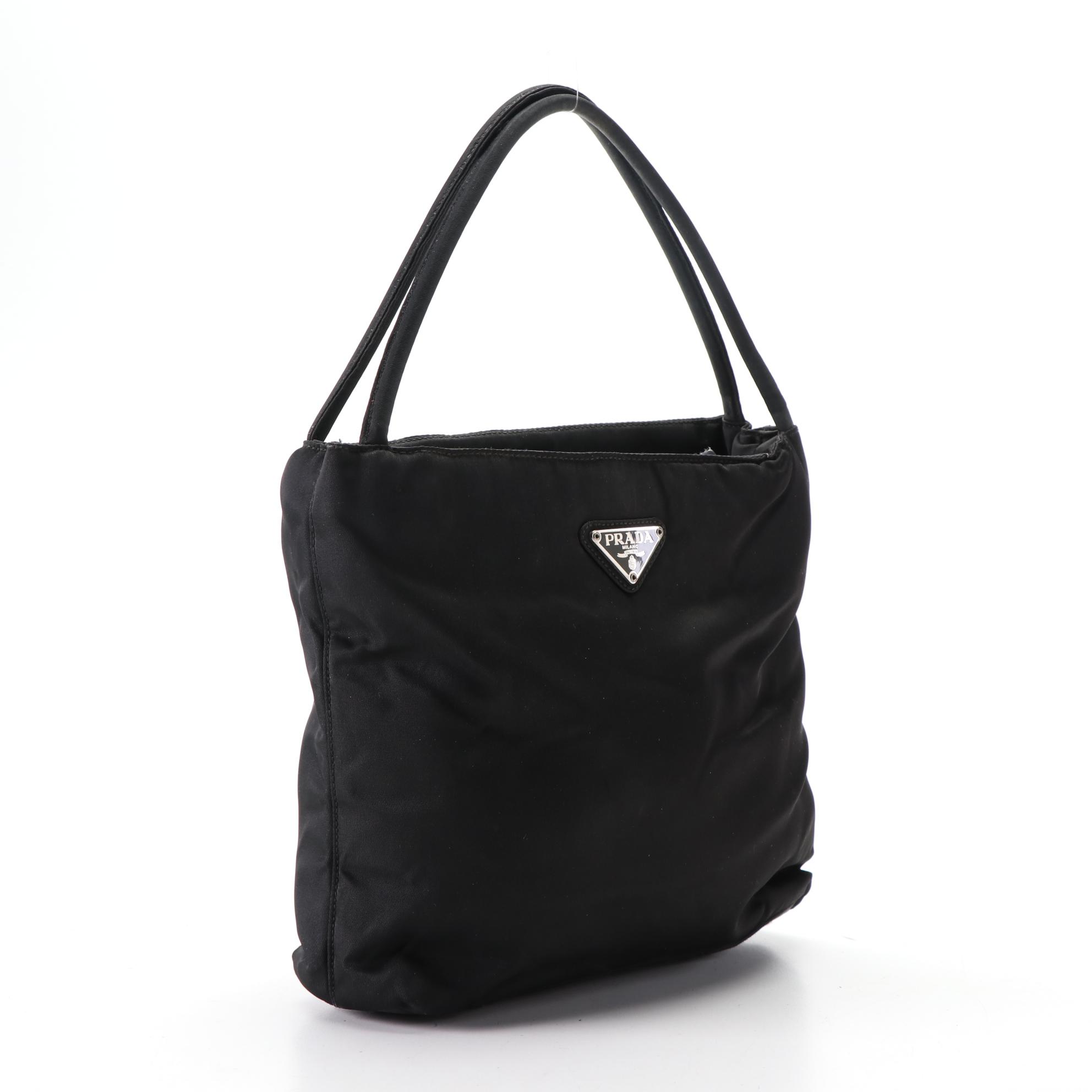 Prada Small Zip Handbag in Black Tessuto Nylon