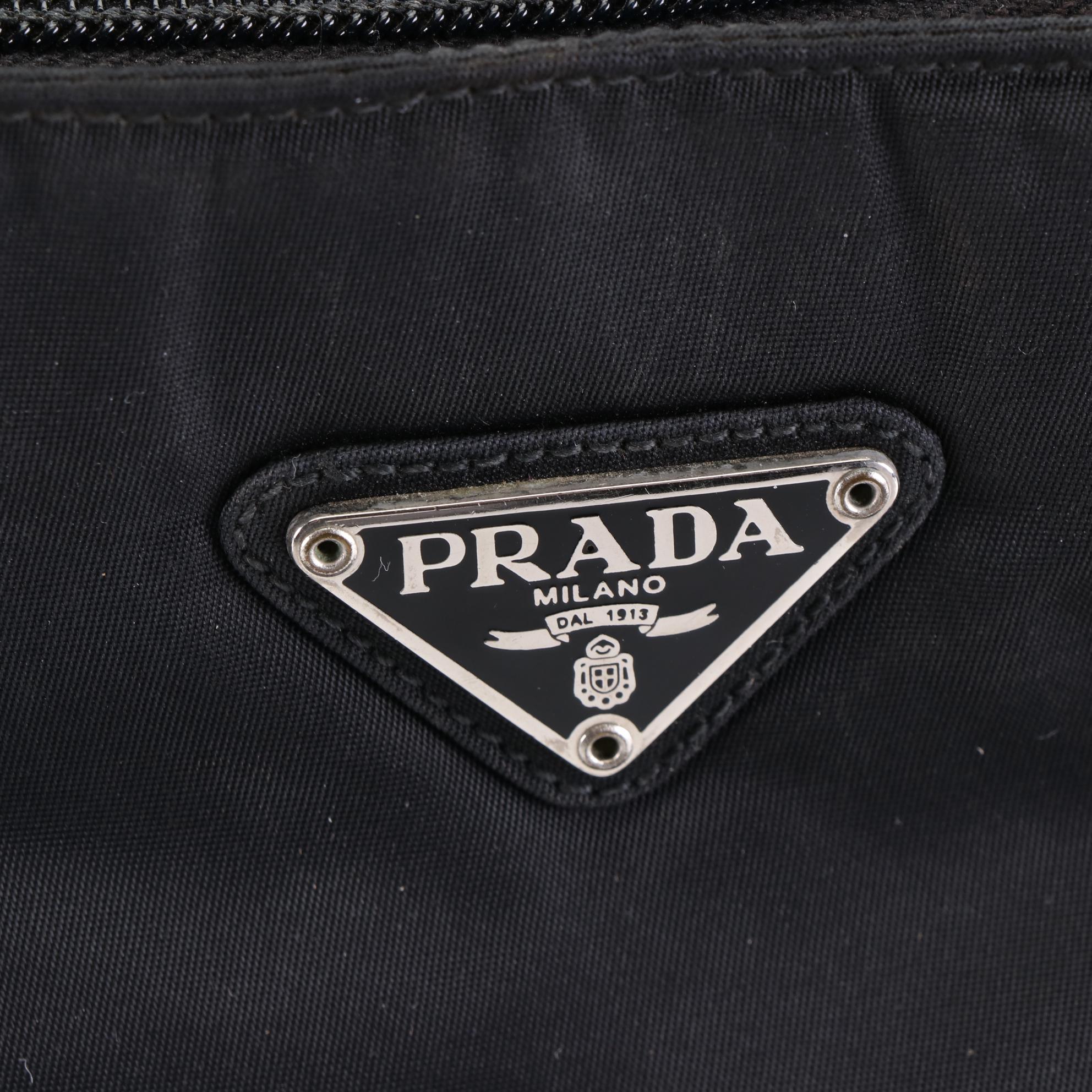 Prada Small Zip Handbag in Black Tessuto Nylon