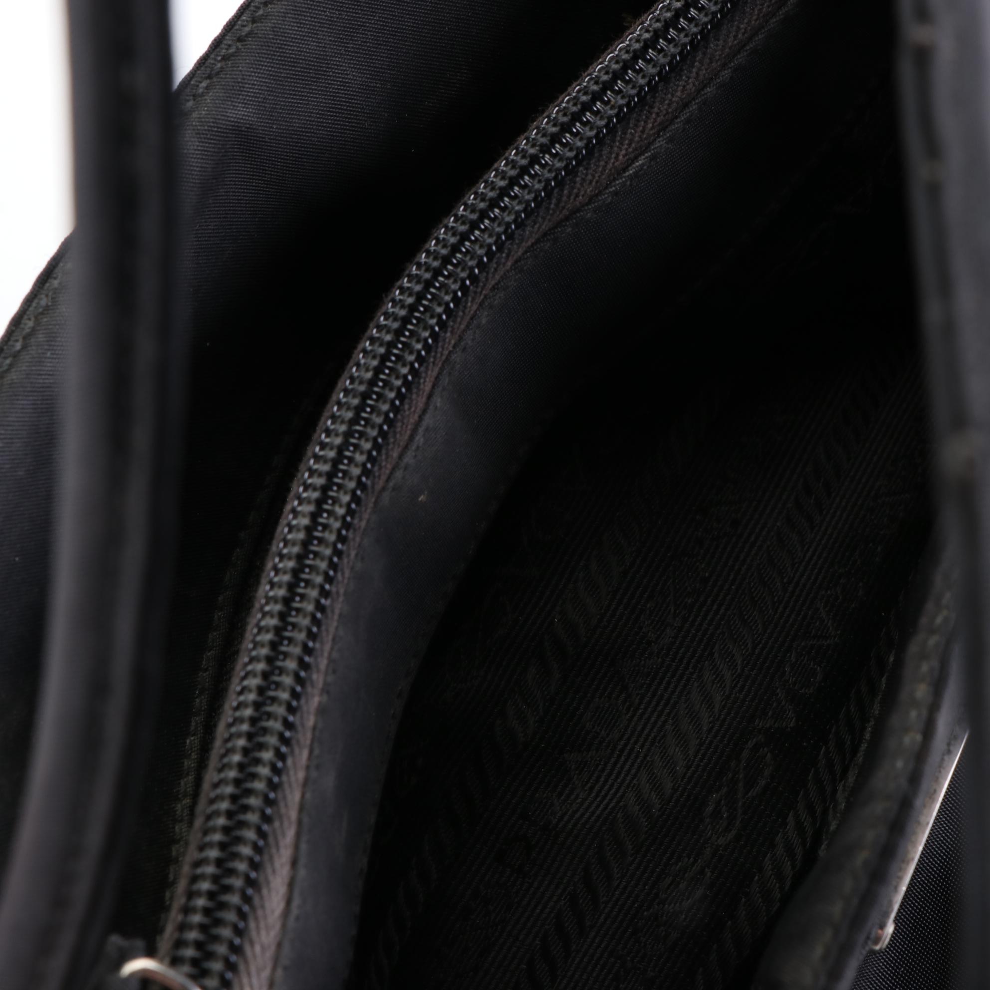 Prada Small Zip Handbag in Black Tessuto Nylon