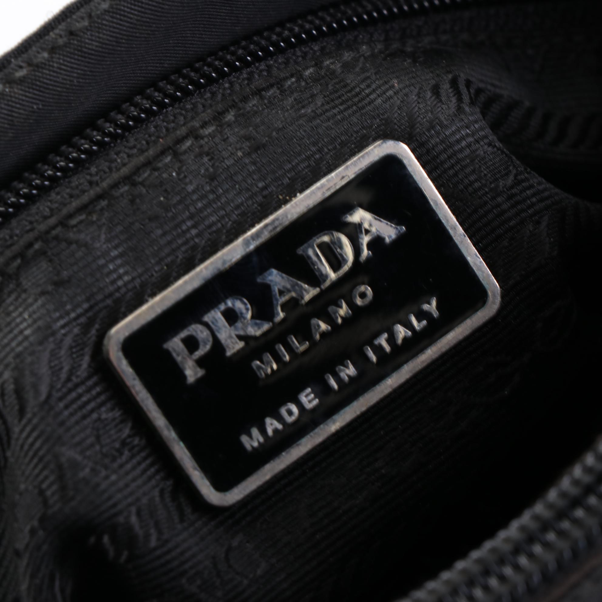 Prada Small Zip Handbag in Black Tessuto Nylon