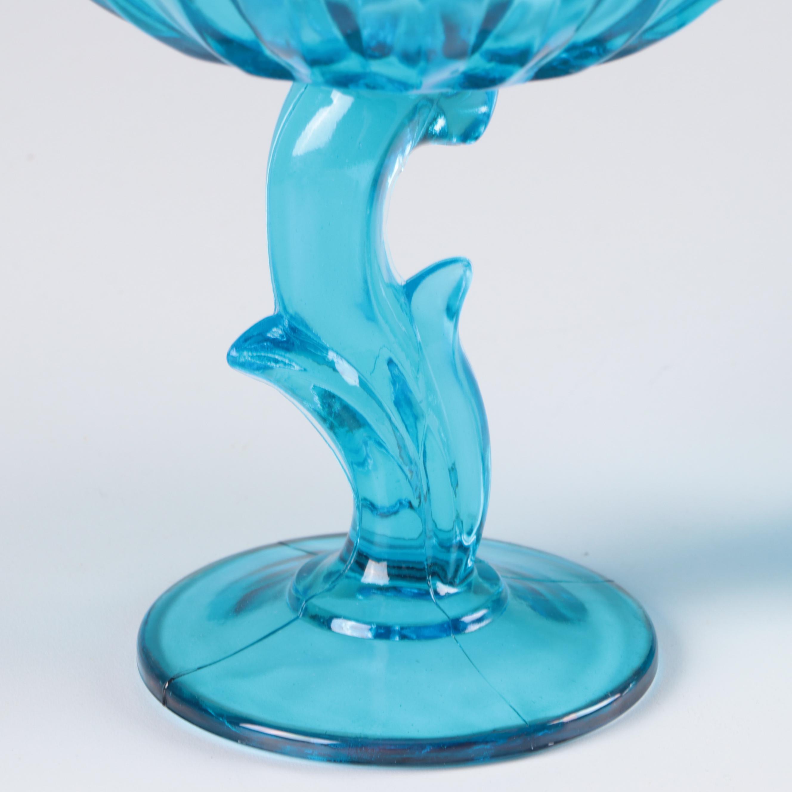 Cobalt and Turquoise Glass Jars, Vases, and Pitcher