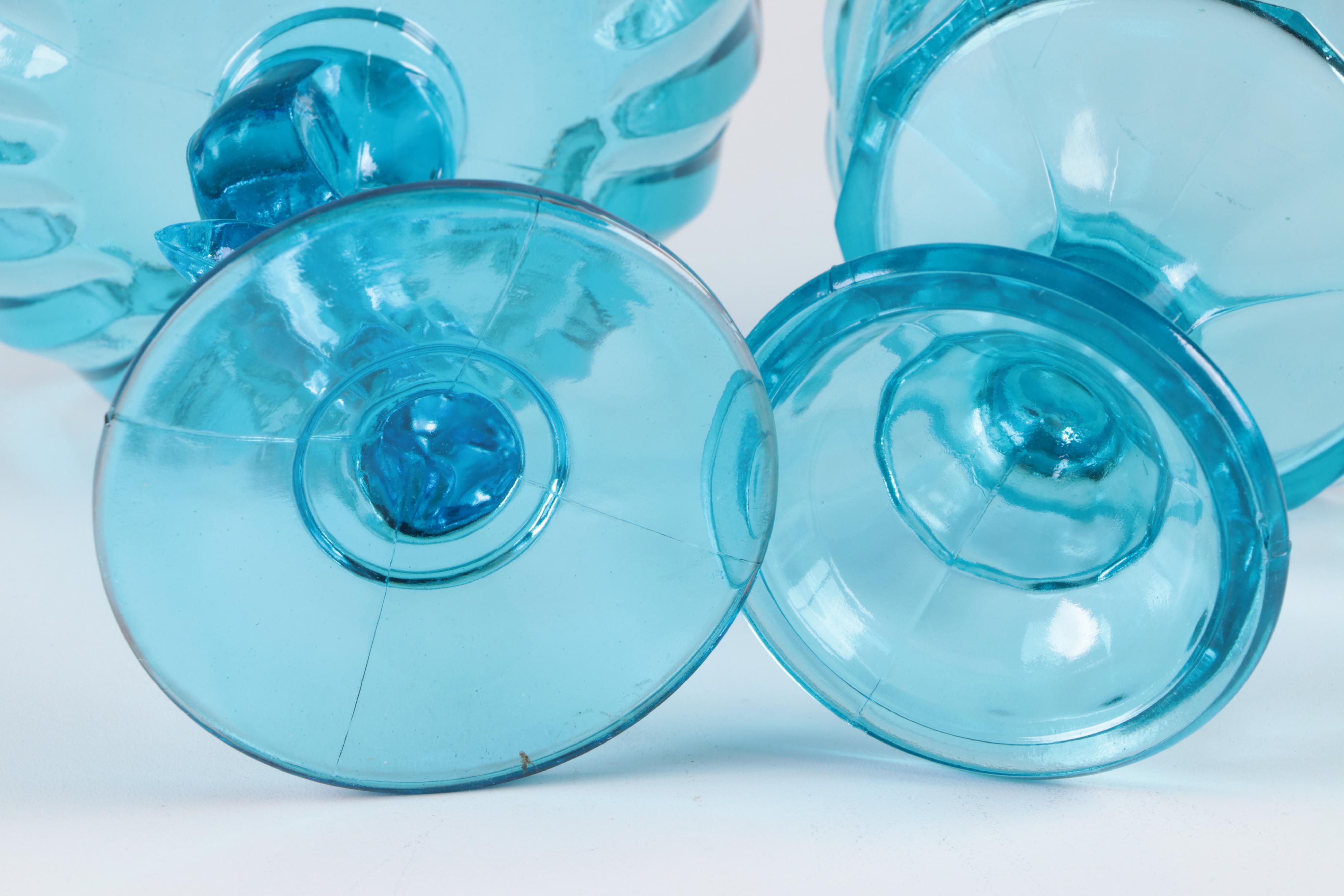 Cobalt and Turquoise Glass Jars, Vases, and Pitcher