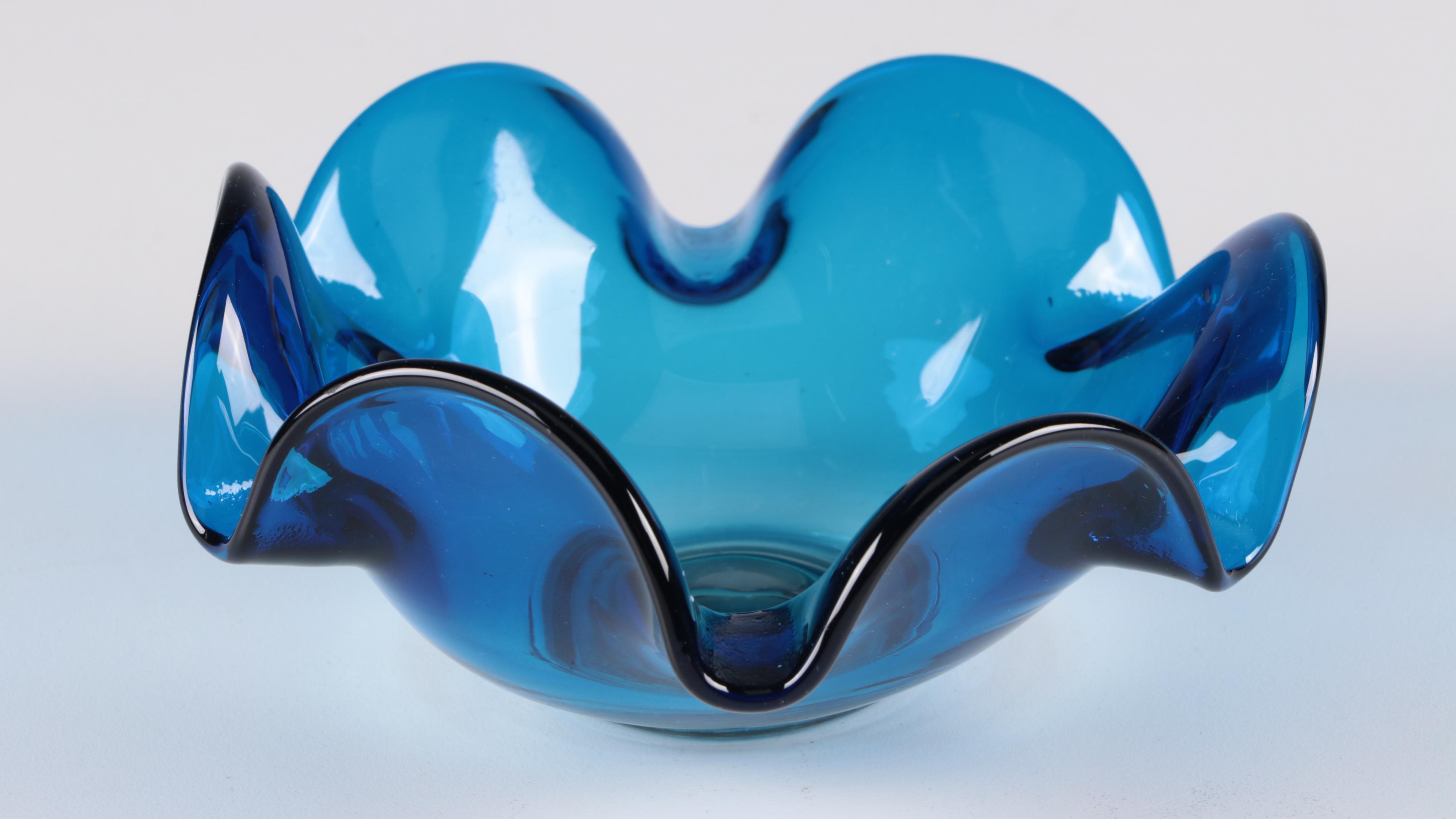 Cobalt and Turquoise Glass Jars, Vases, and Pitcher