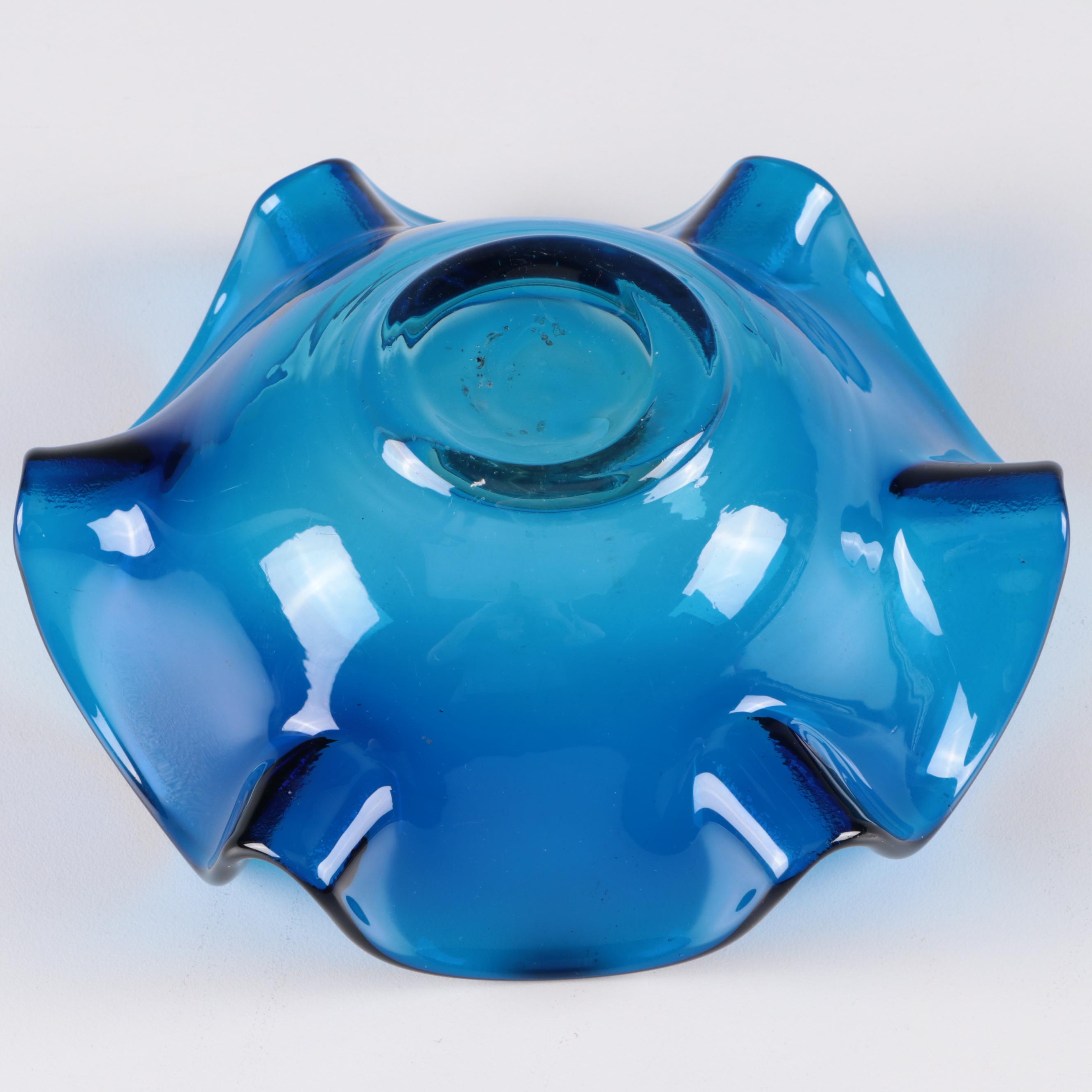 Cobalt and Turquoise Glass Jars, Vases, and Pitcher