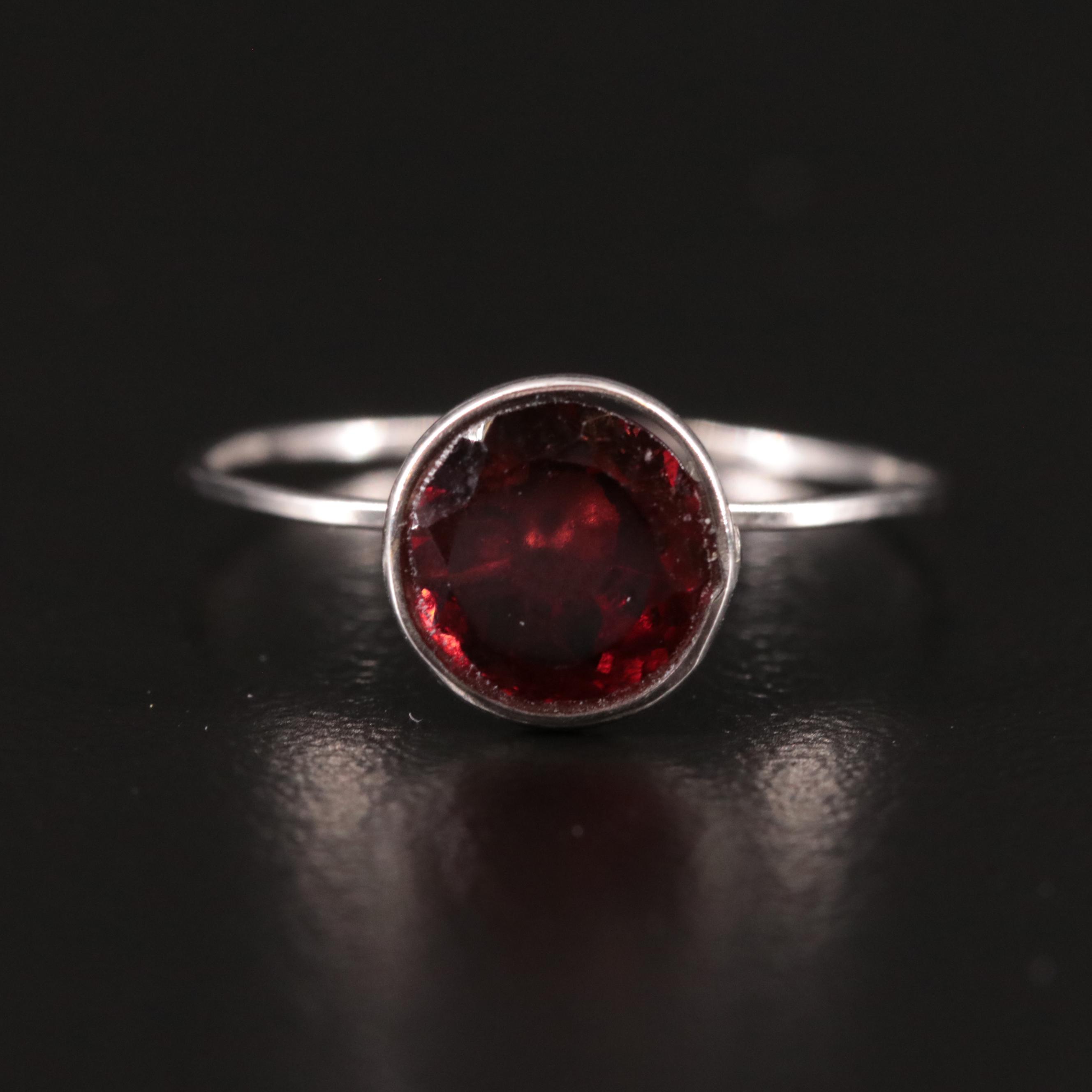 14K Garnet Solitaire Ring