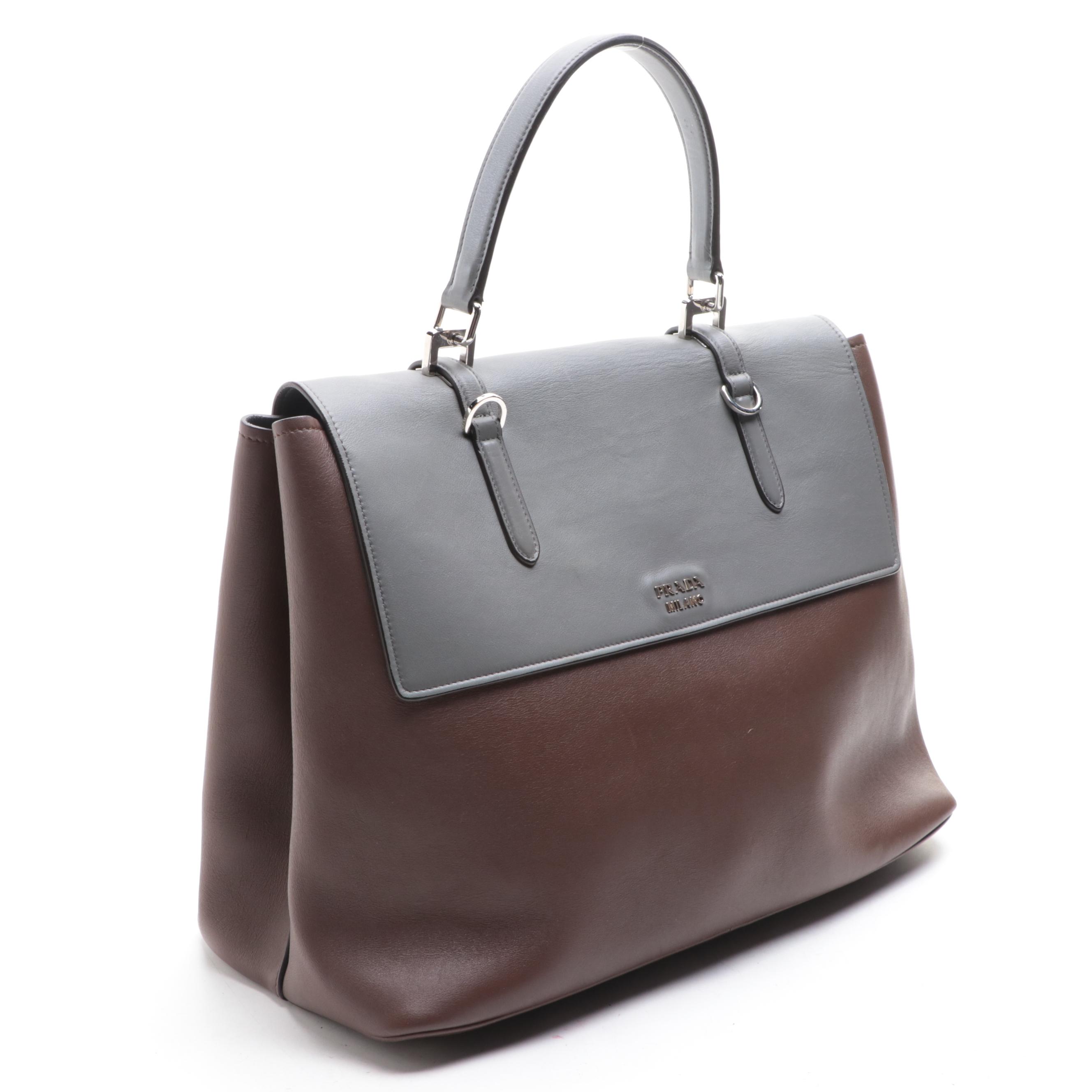 Prada City Calf Satchel Bag in Two-Tone Leather
