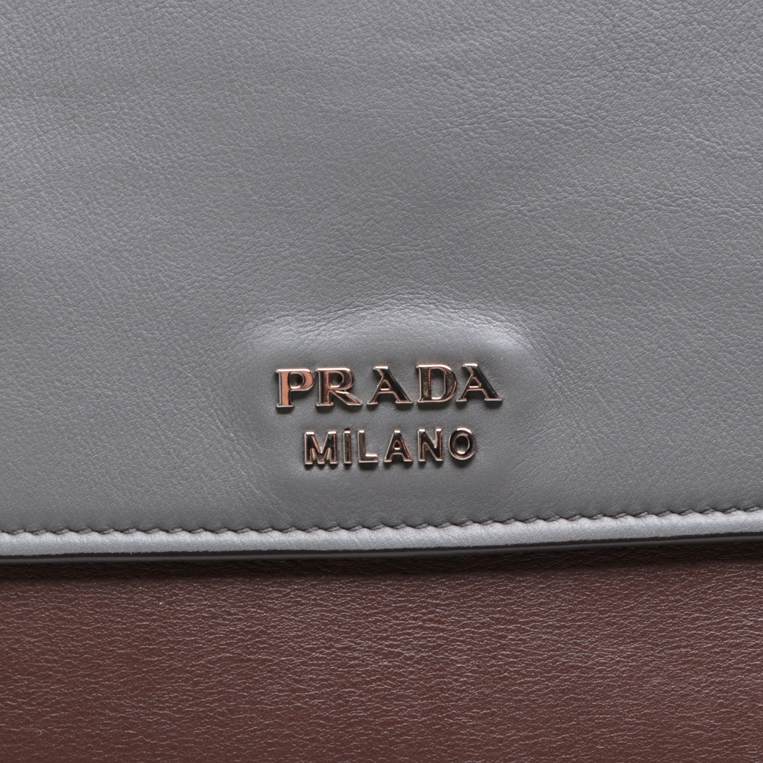 Prada City Calf Satchel Bag in Two-Tone Leather