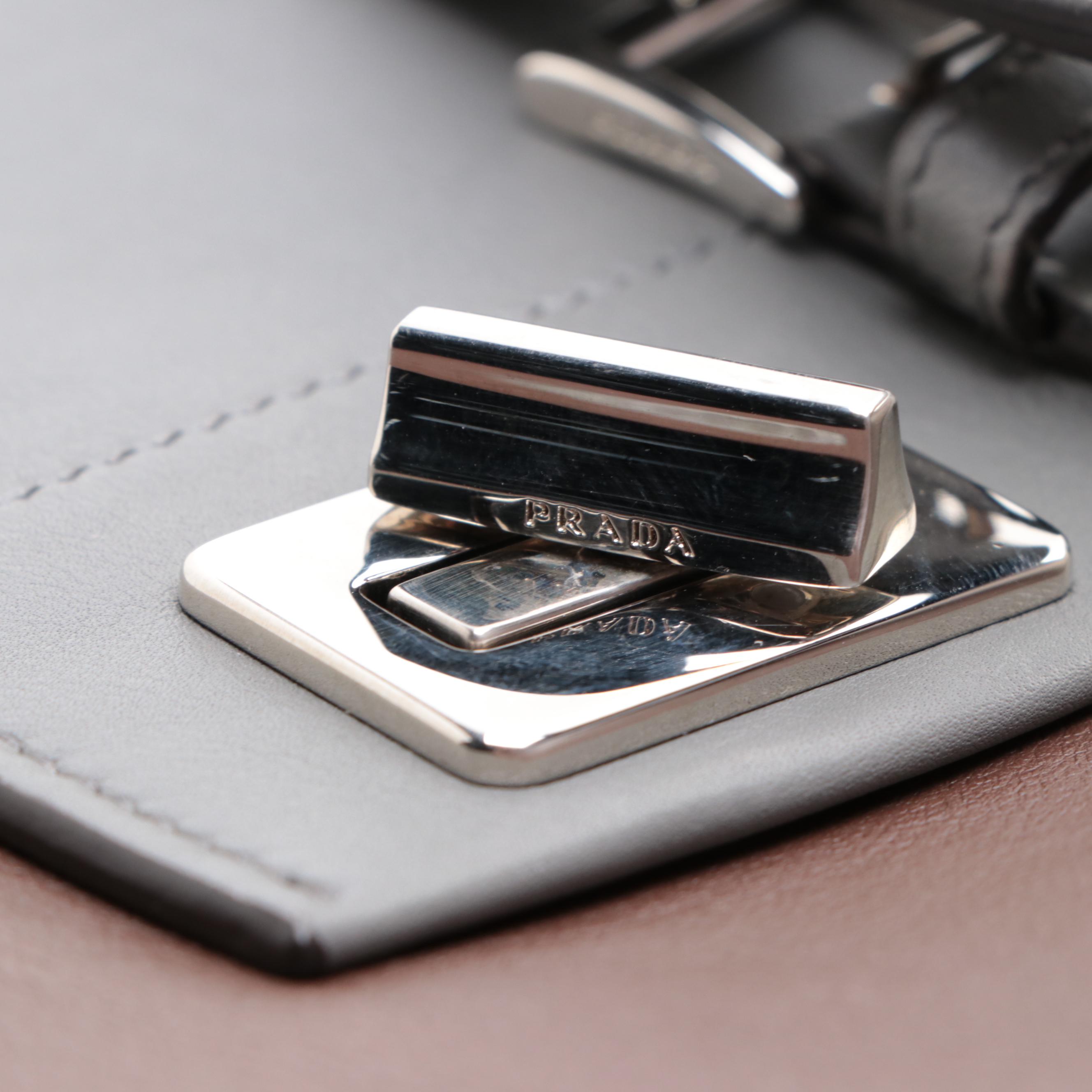 Prada City Calf Satchel Bag in Two-Tone Leather