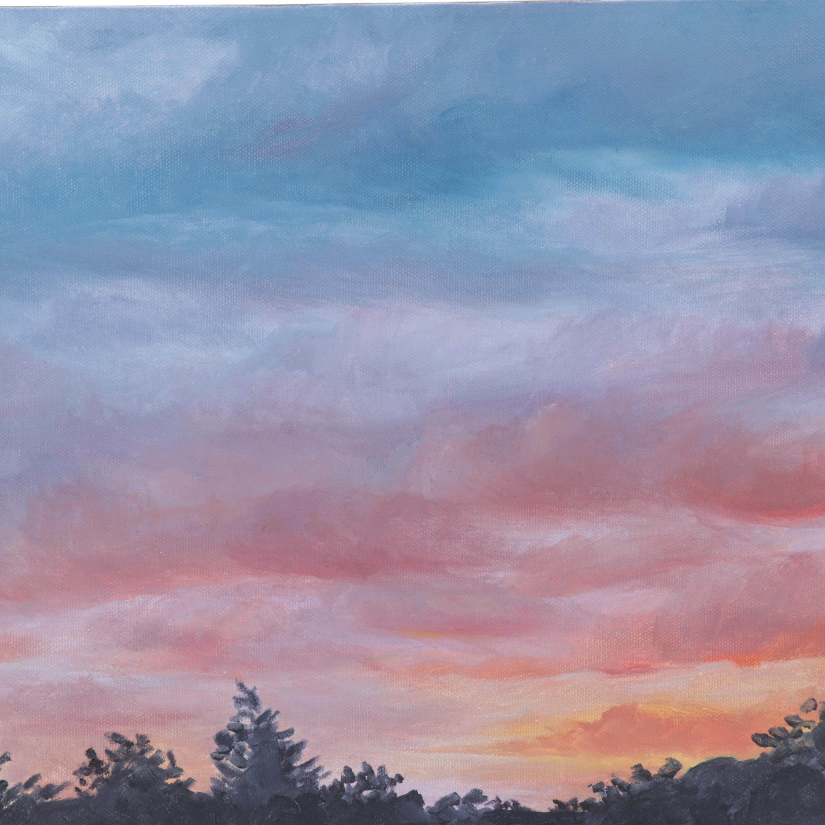 Rachel Grass Acrylic Painting "Dusk Along the Road," 2015