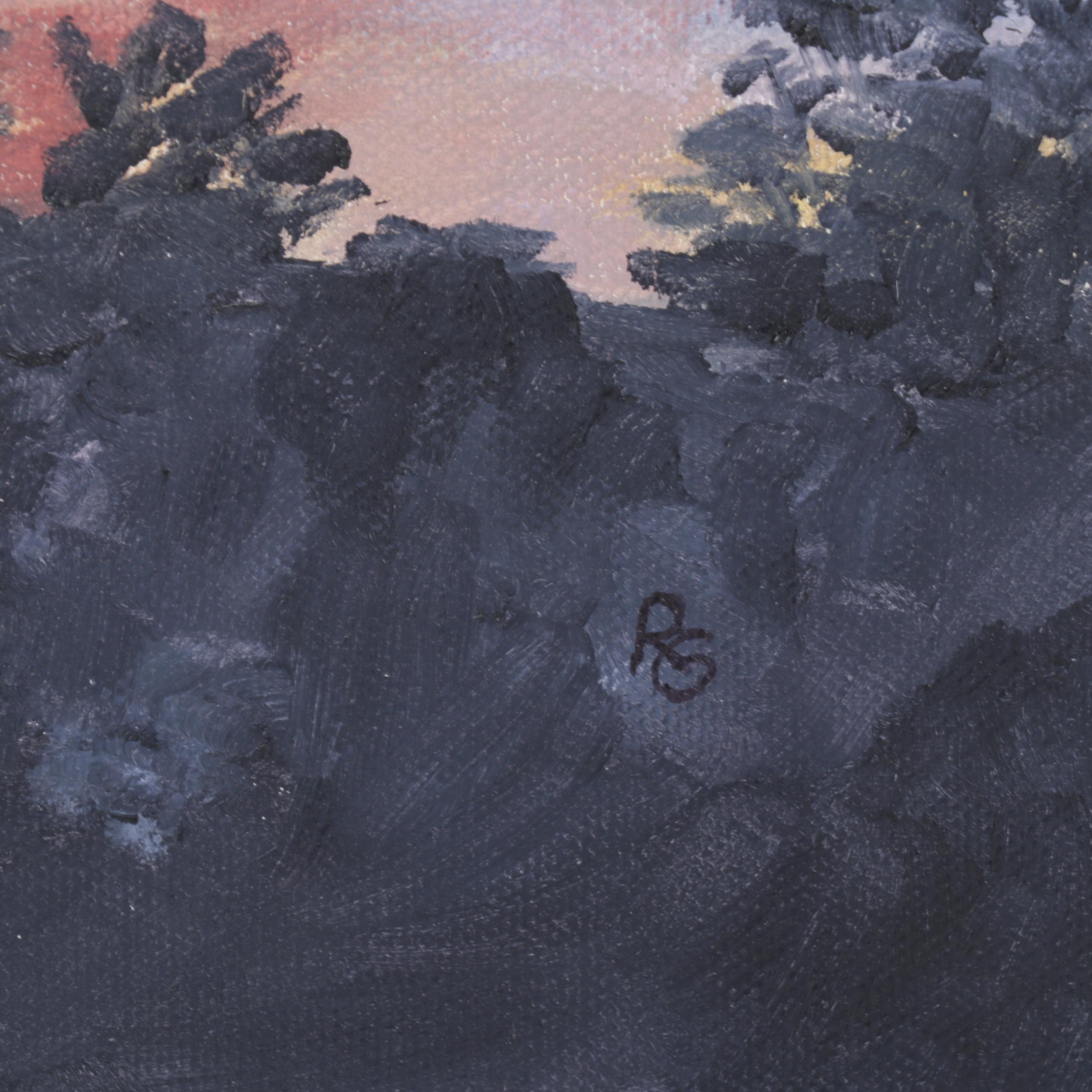 Rachel Grass Acrylic Painting "Dusk Along the Road," 2015