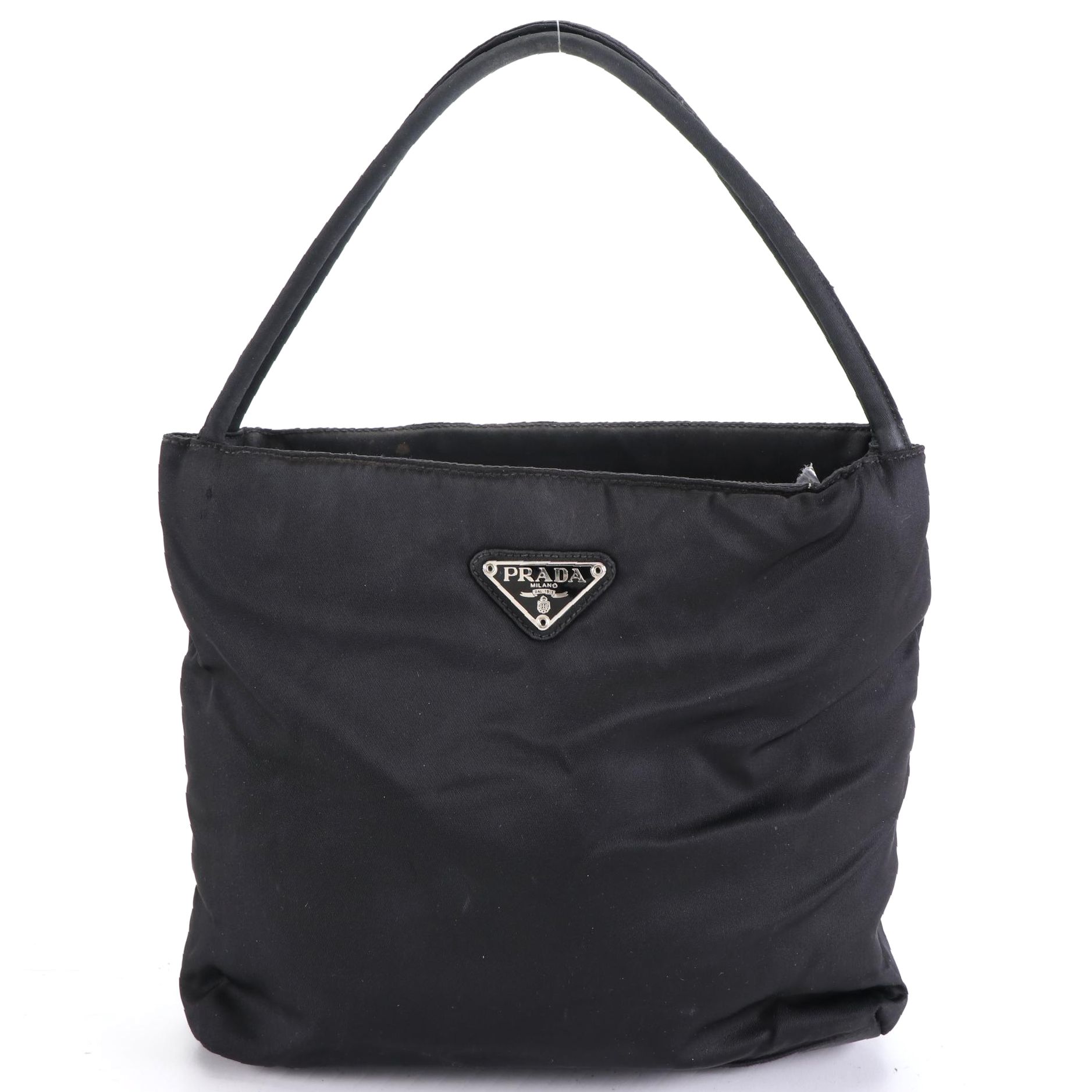 Prada Small Zip Handbag in Black Tessuto Nylon