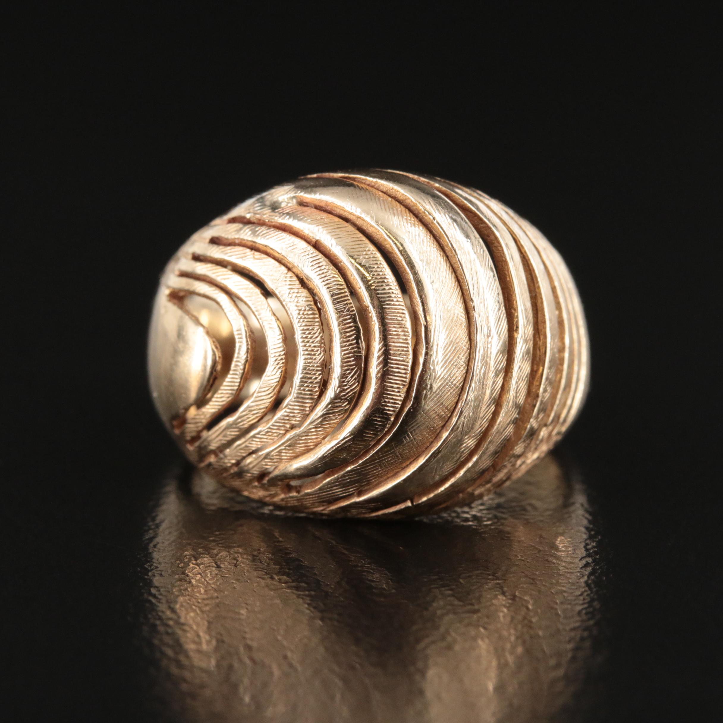 14K Ripple Dome Ring