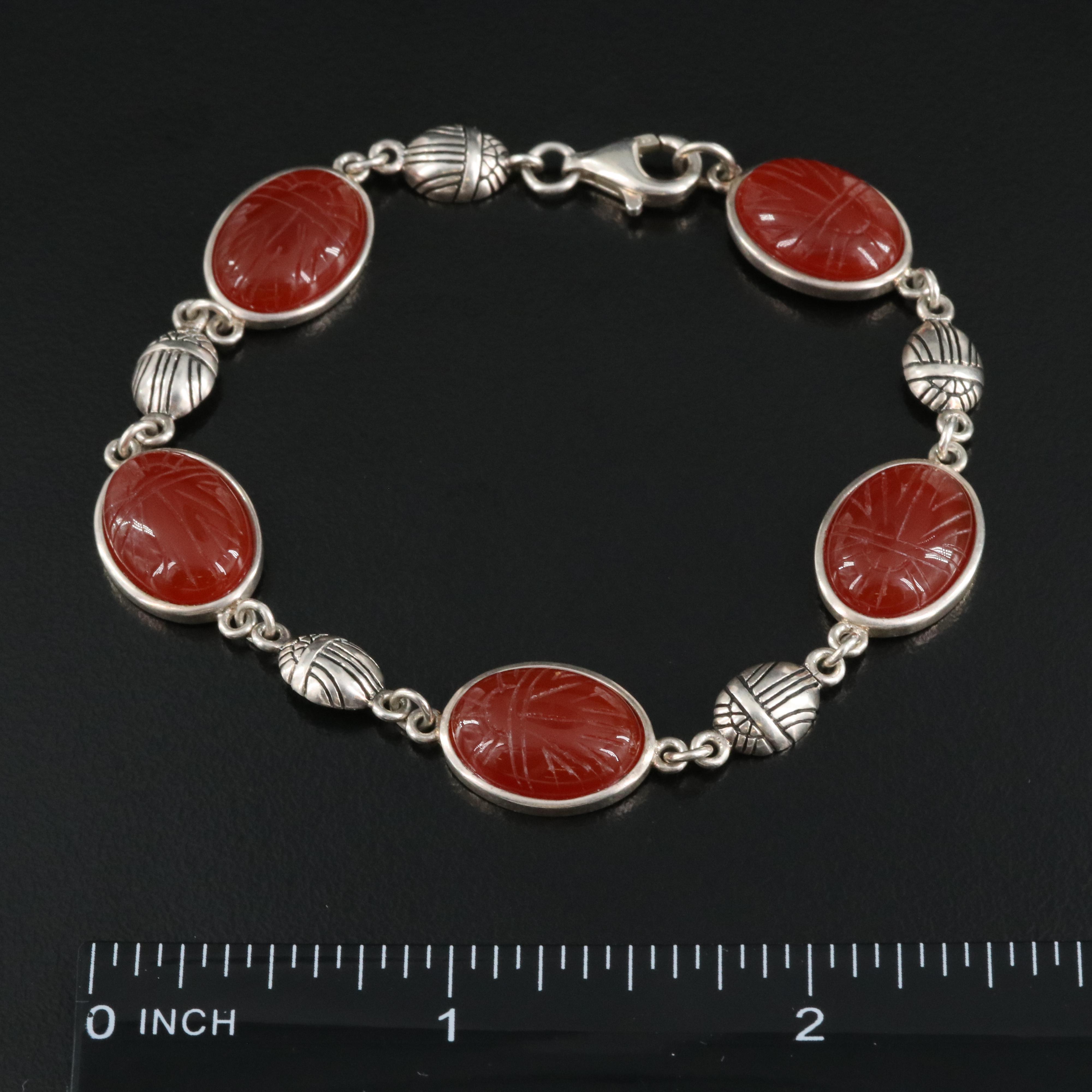 Sterling Carnelian Scarab Bracelet