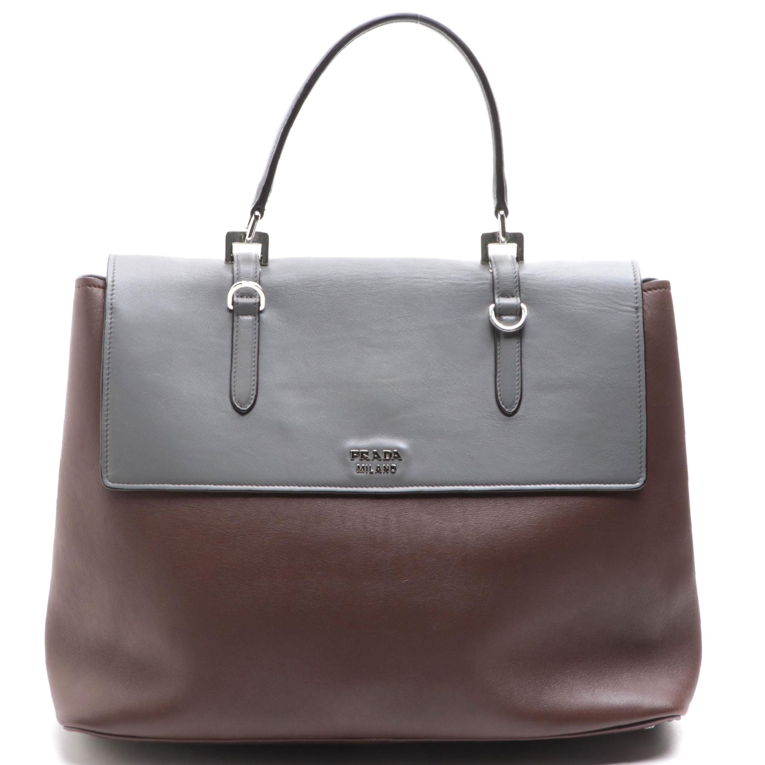 Prada City Calf Satchel Bag in Two-Tone Leather