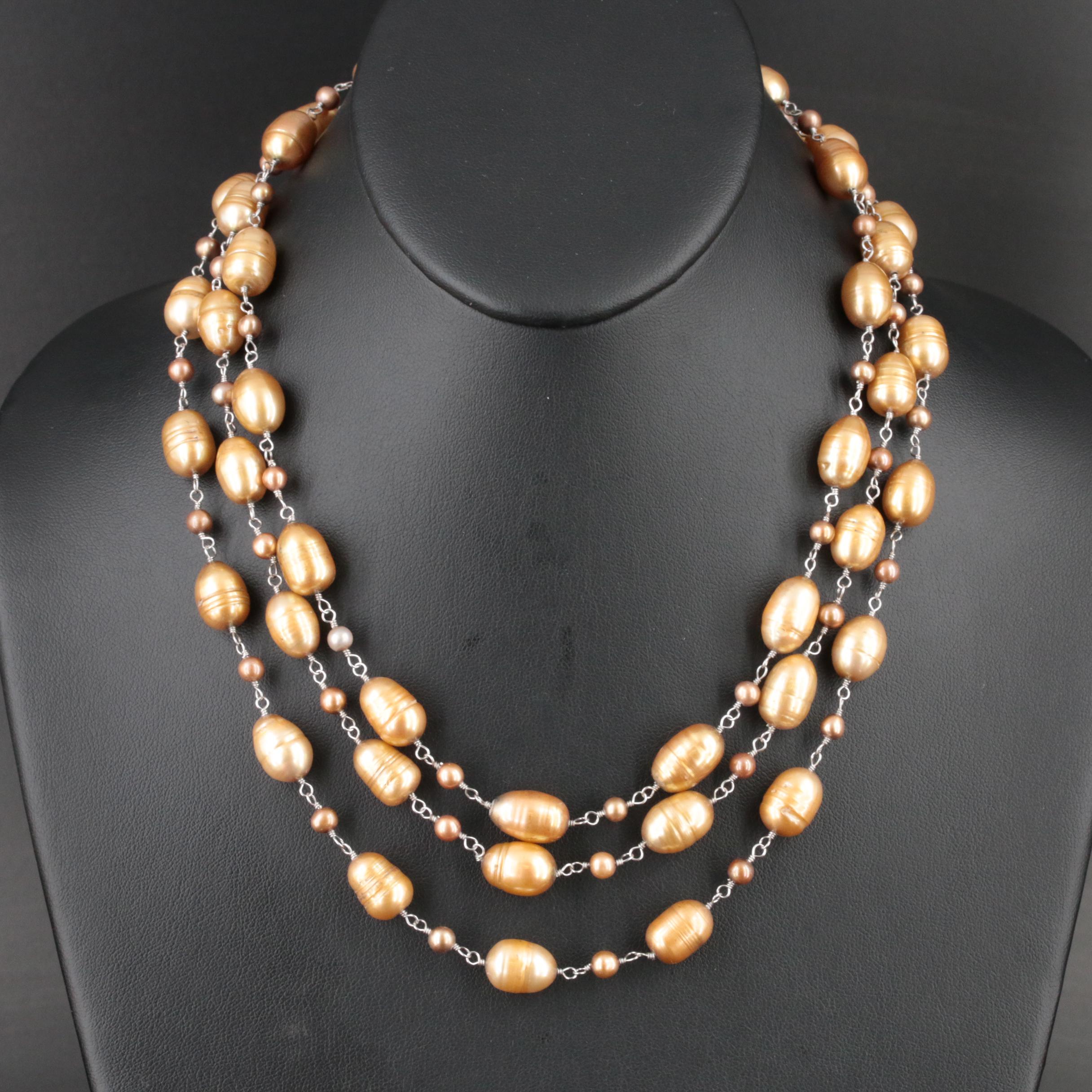 Sterling Pearl Multi-Strand Necklace