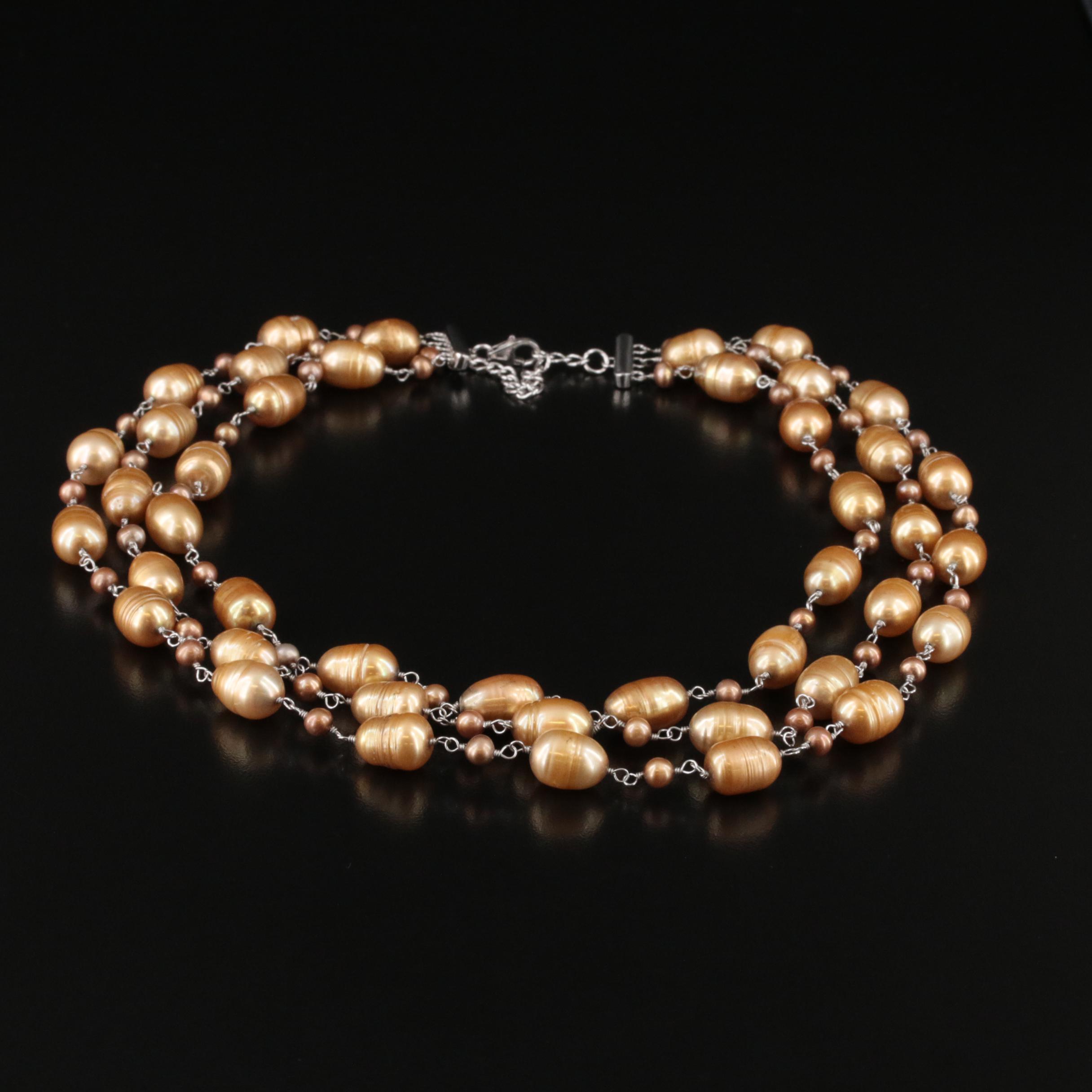 Sterling Pearl Multi-Strand Necklace