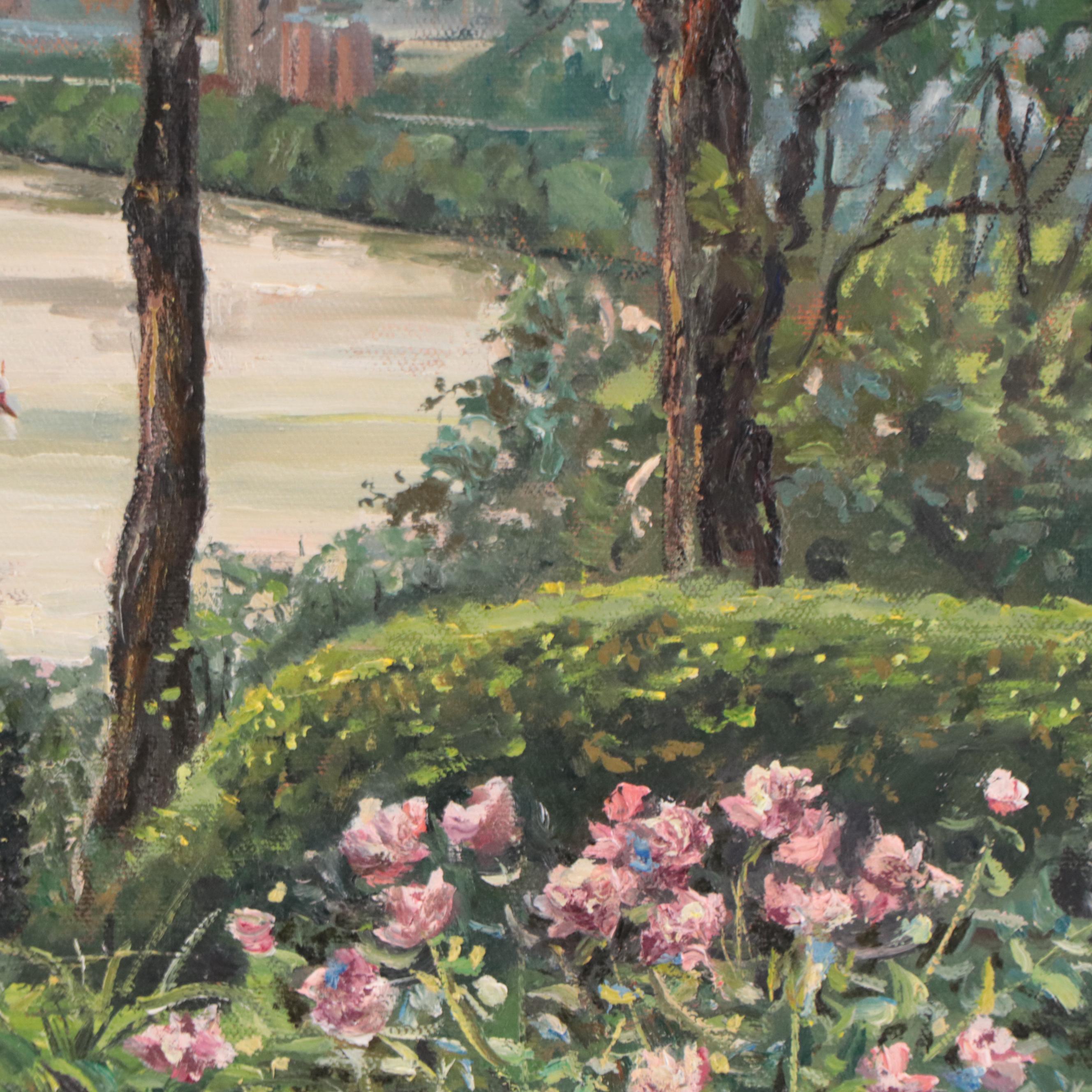 Holly Schapker Oil Painting of Cincinnati "Riverview With Petunias"