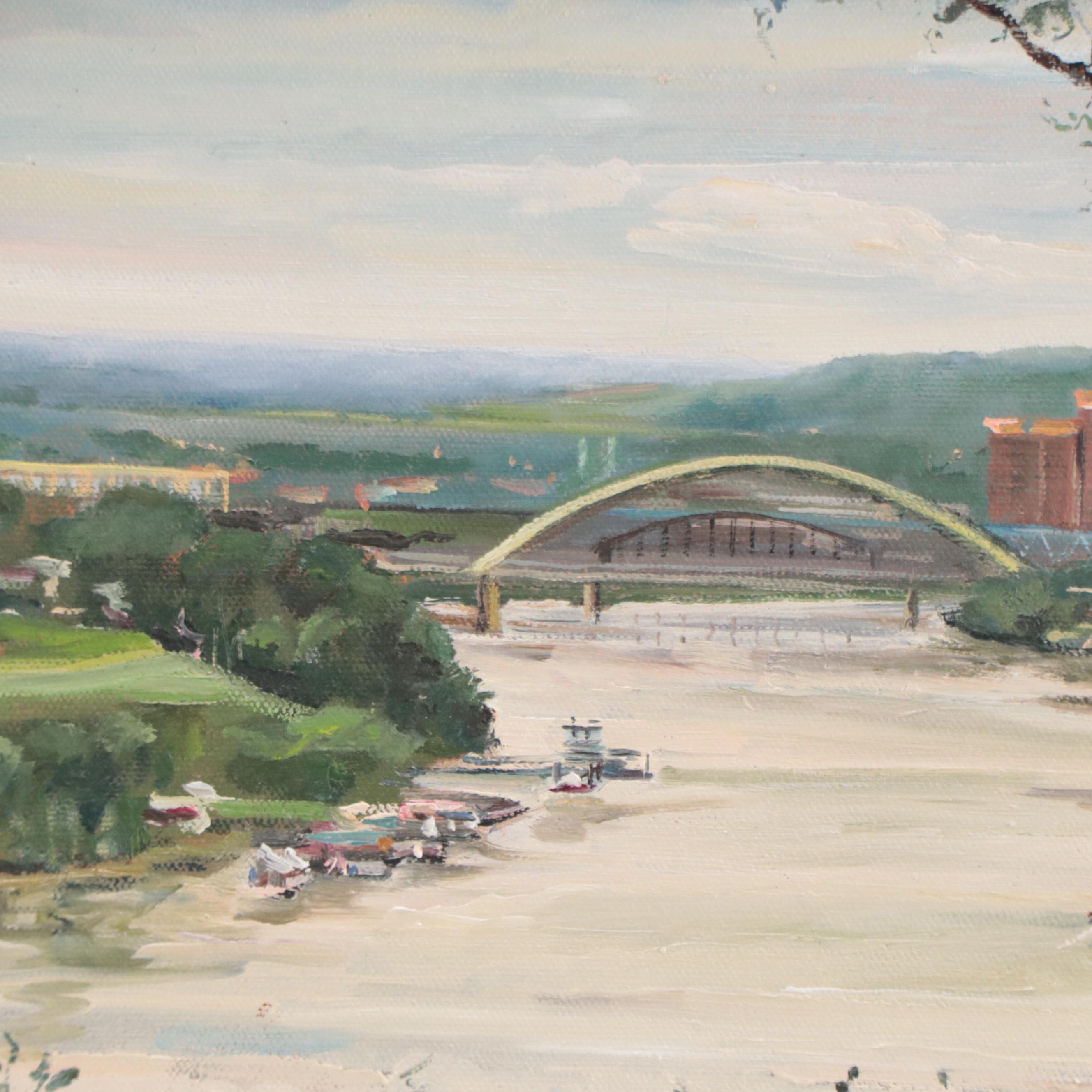 Holly Schapker Oil Painting of Cincinnati "Riverview With Petunias"