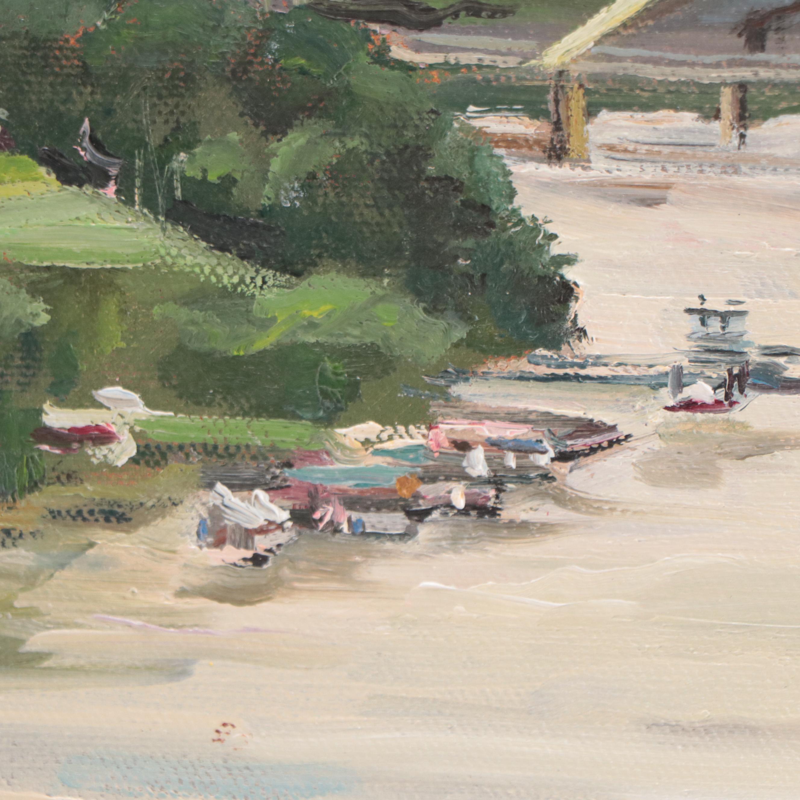 Holly Schapker Oil Painting of Cincinnati "Riverview With Petunias"