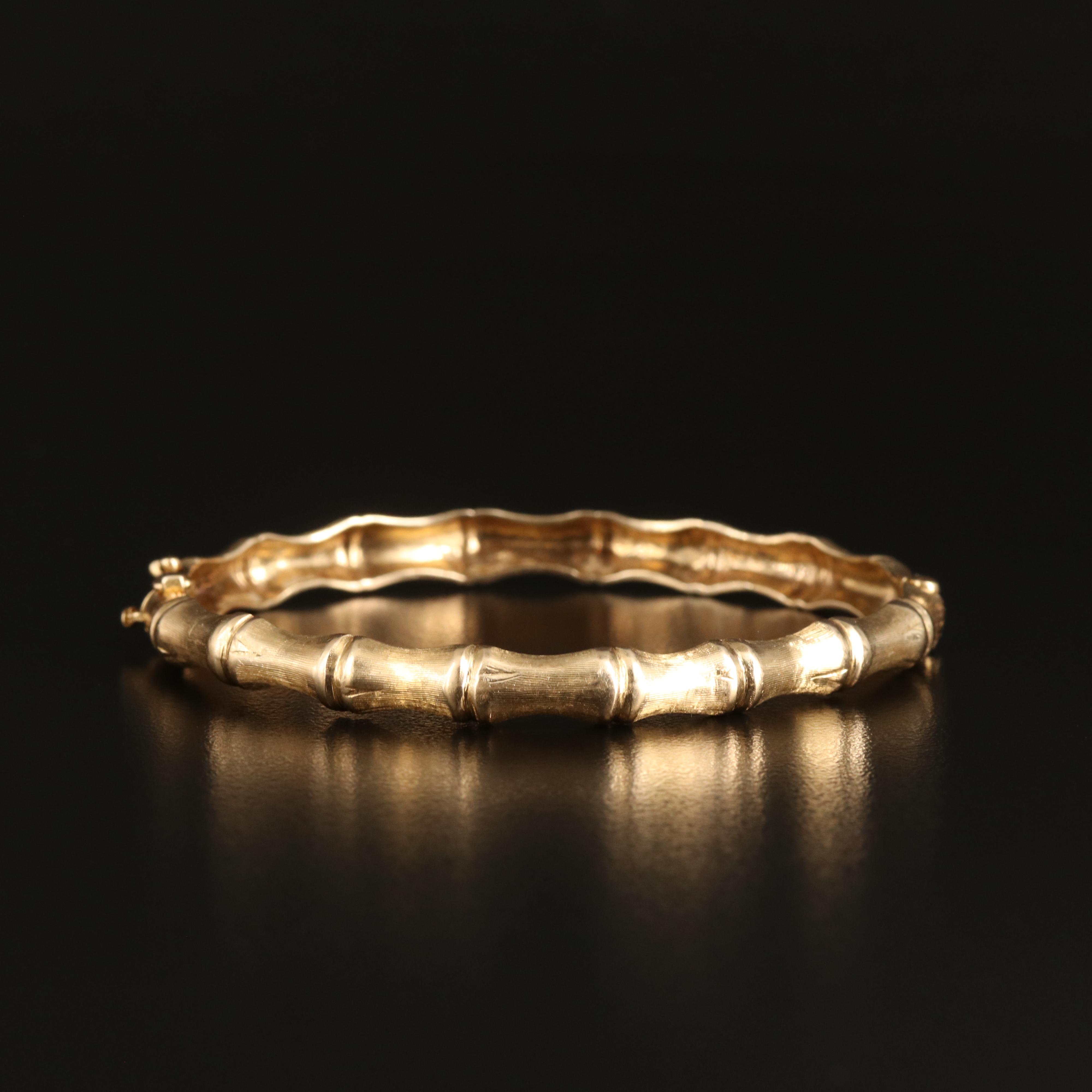 14K Bamboo Hinged Bangle