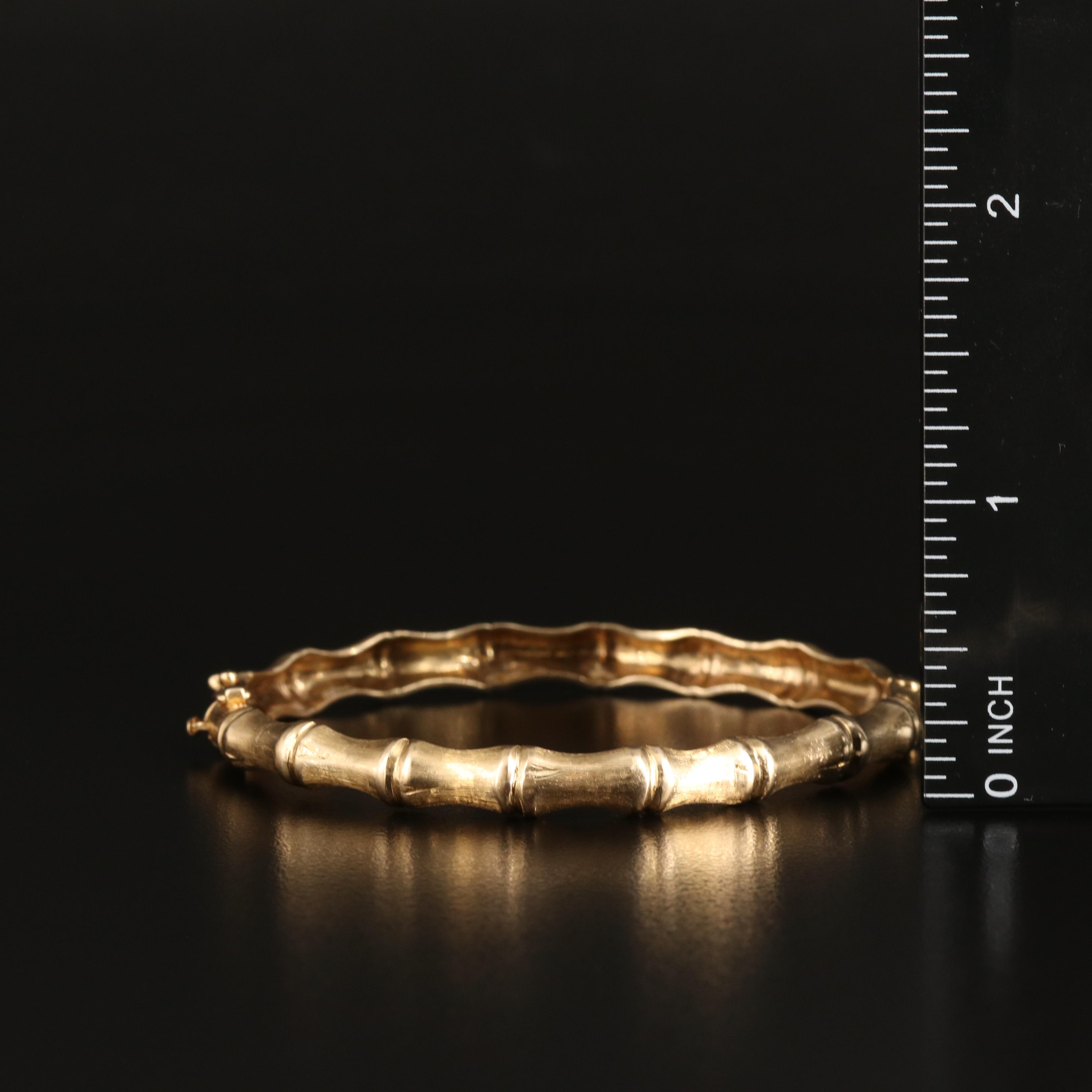 14K Bamboo Hinged Bangle