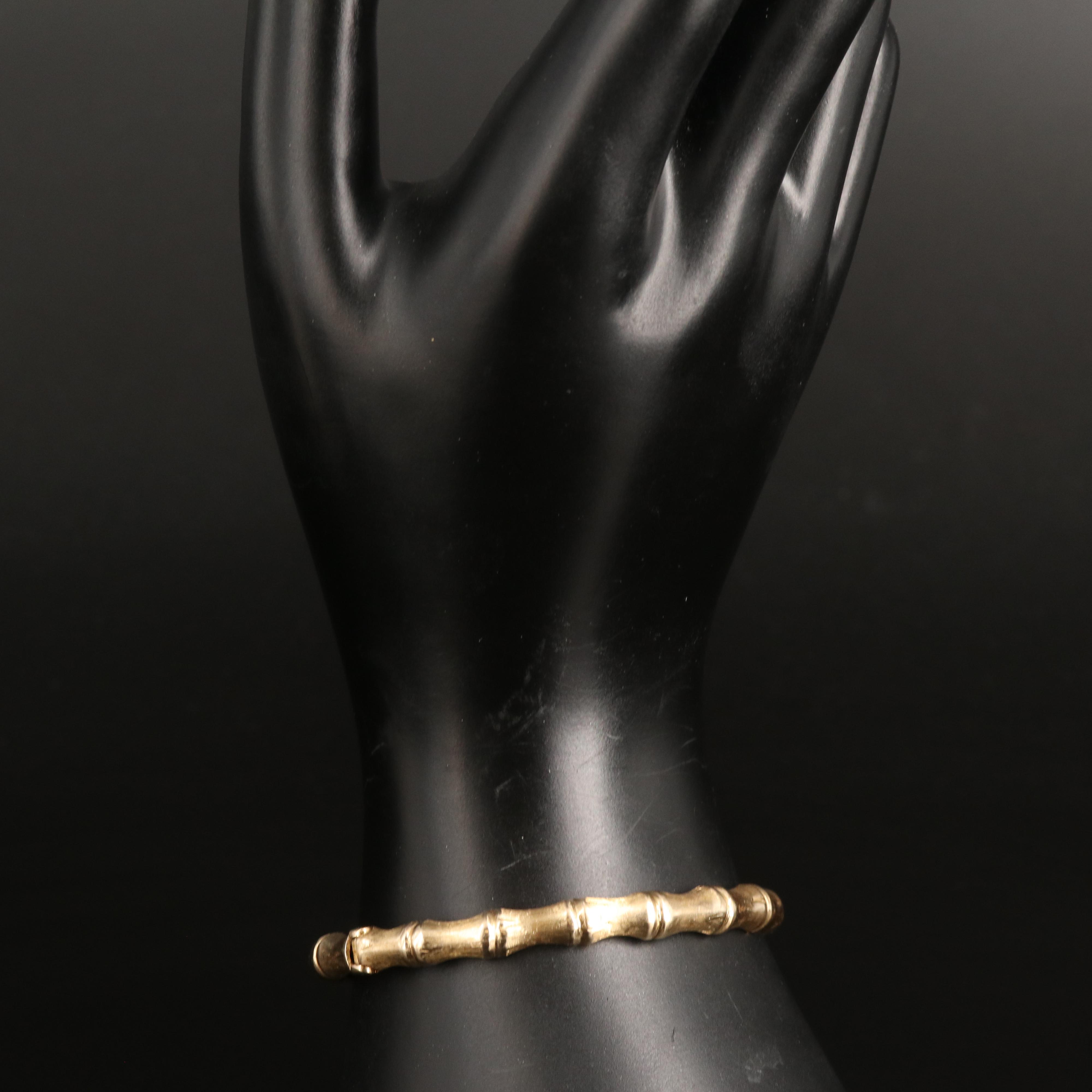 14K Bamboo Hinged Bangle