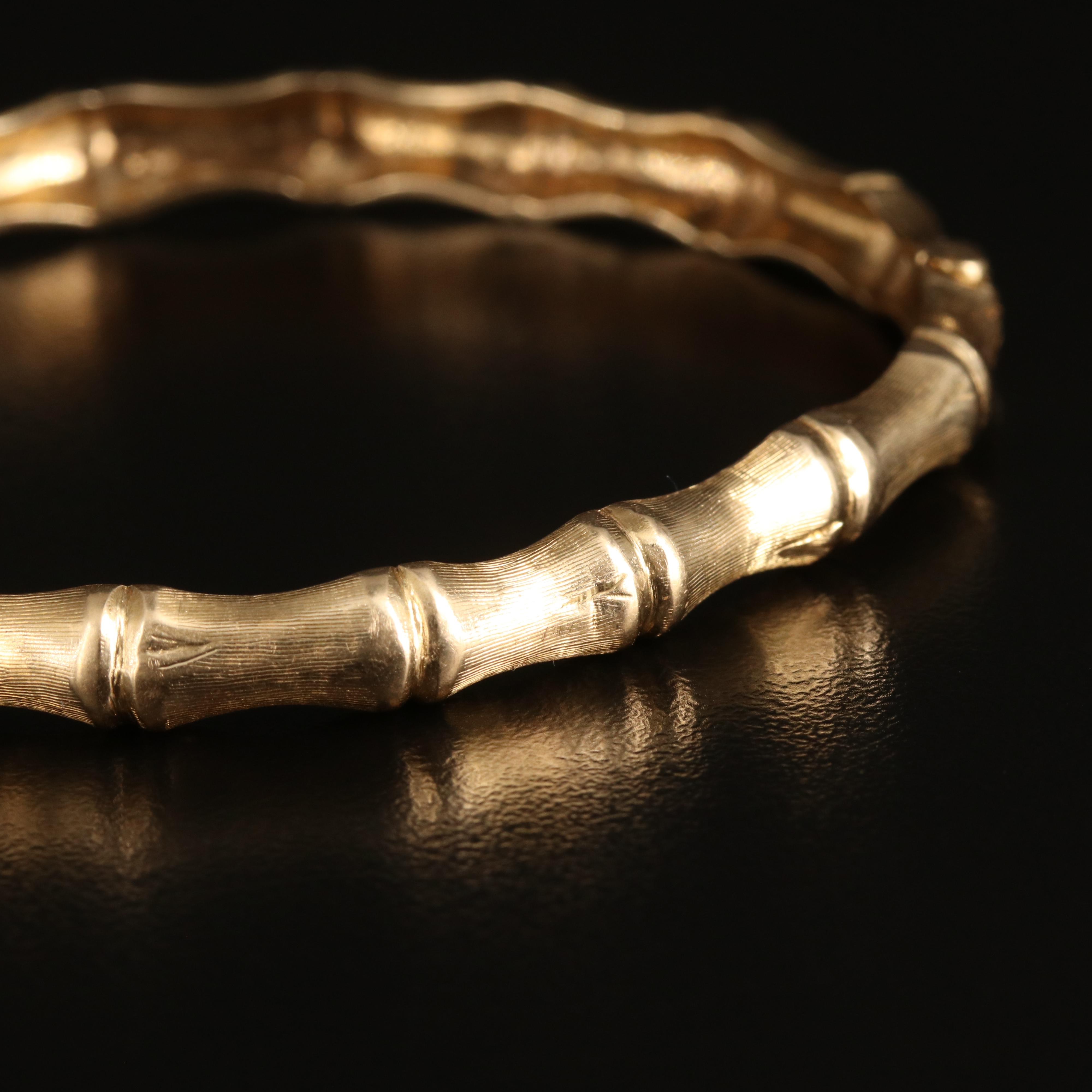 14K Bamboo Hinged Bangle