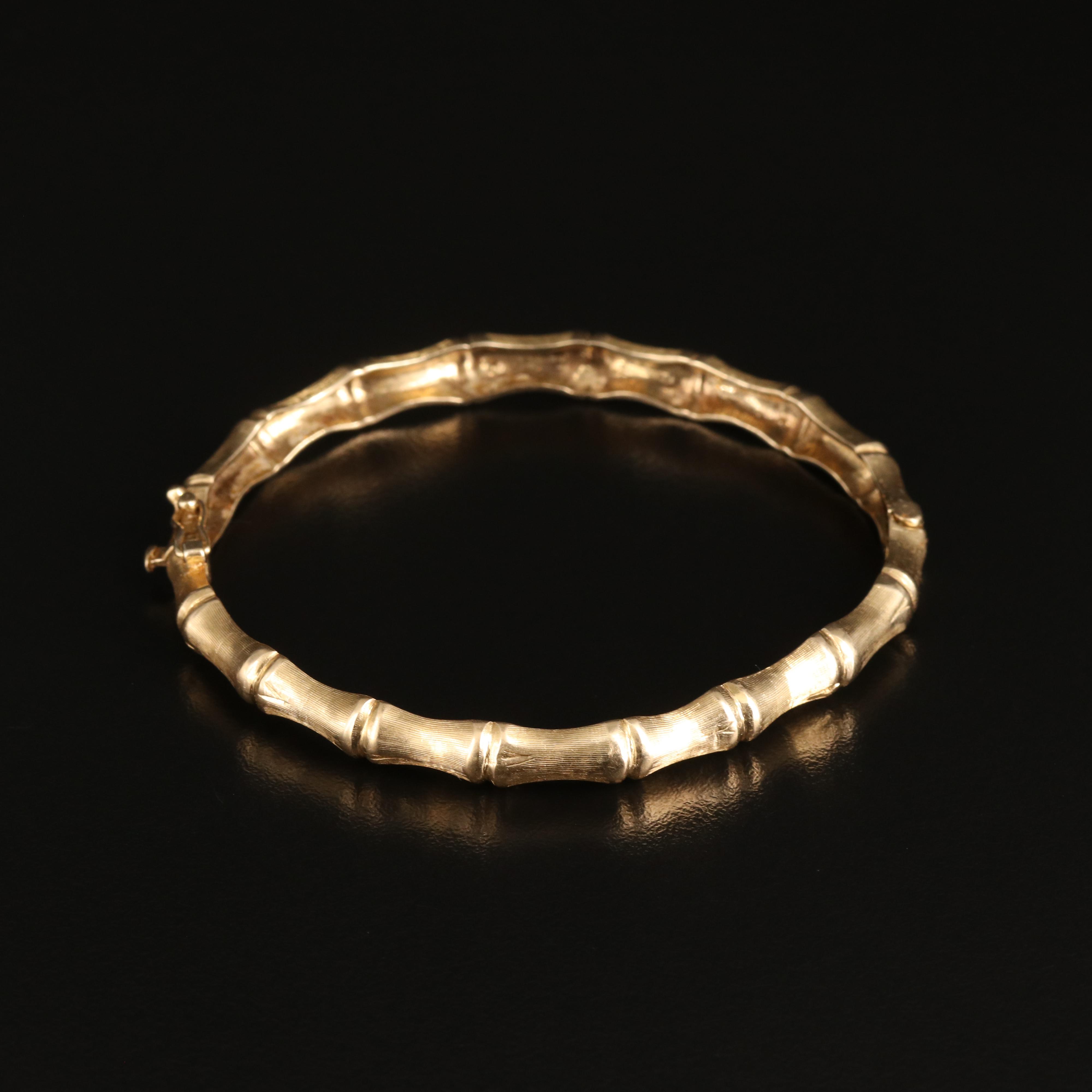 14K Bamboo Hinged Bangle