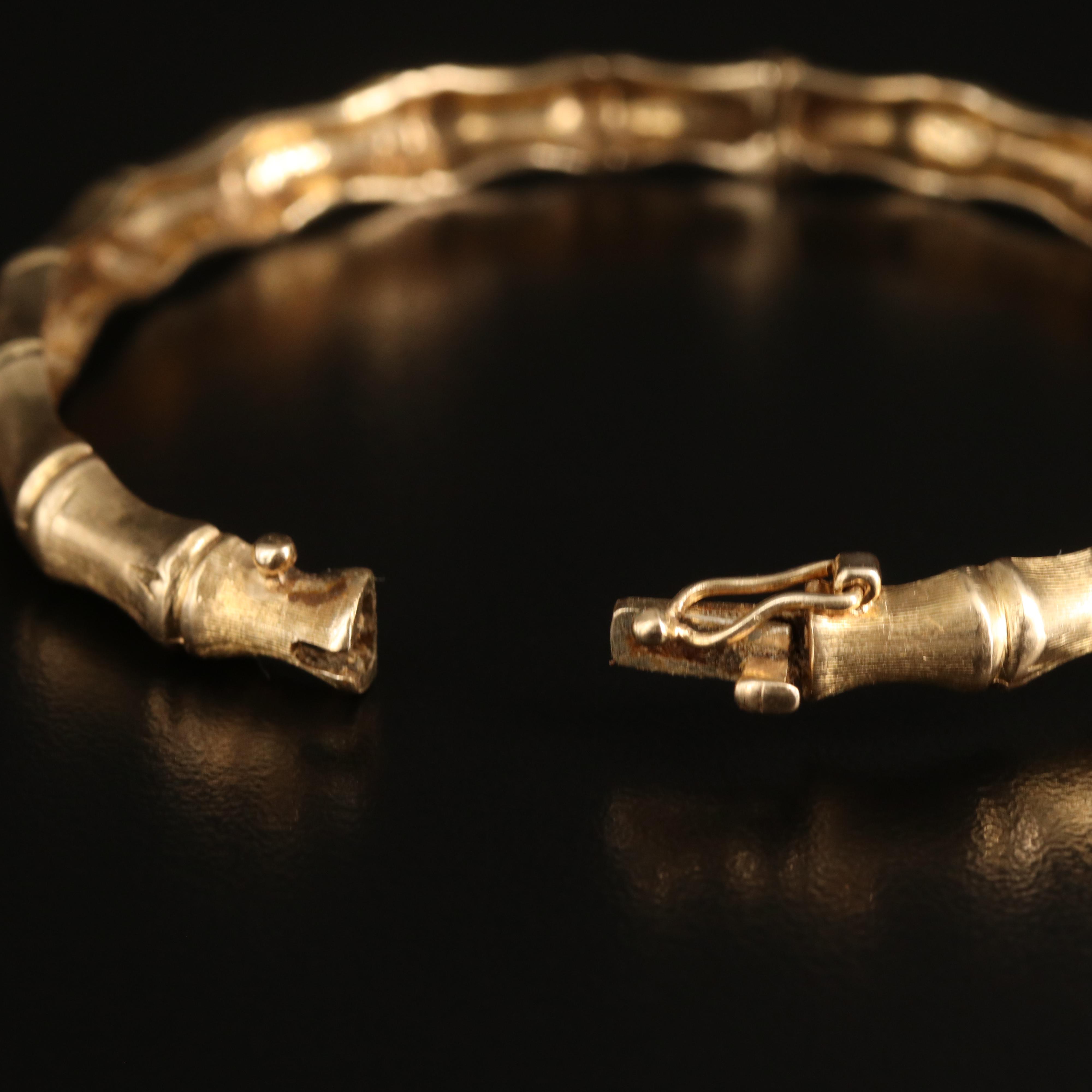 14K Bamboo Hinged Bangle