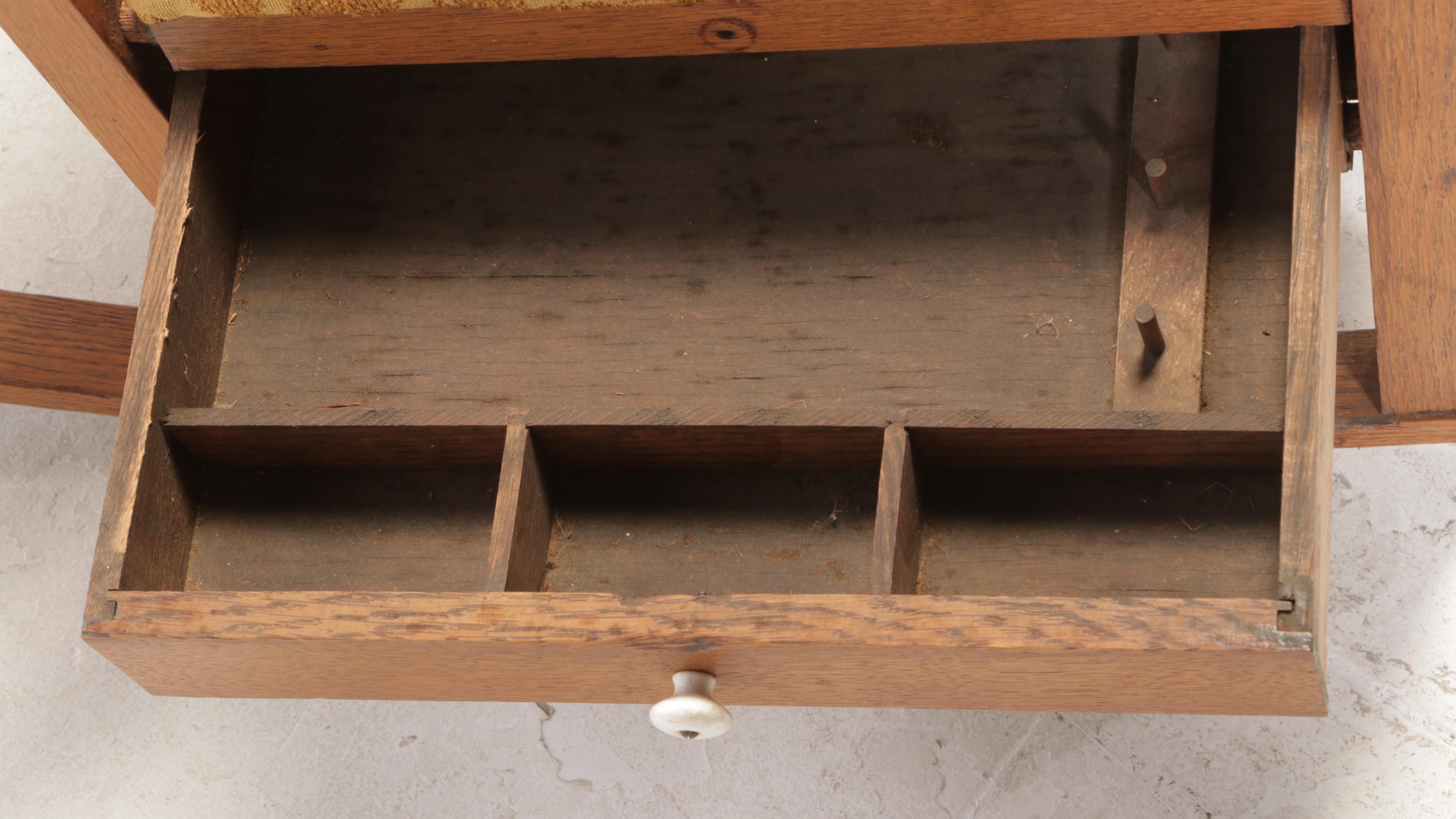 Arts and Crafts Oak Sewing Rocker, Early 20th Century