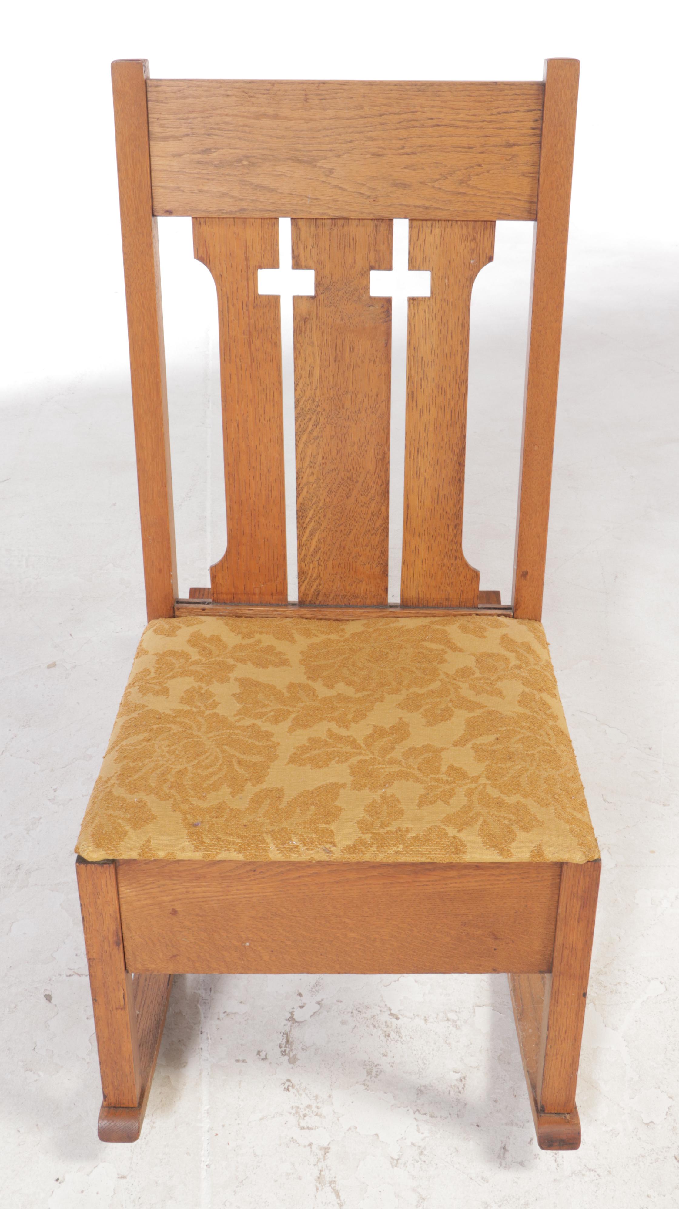 Arts and Crafts Oak Sewing Rocker, Early 20th Century