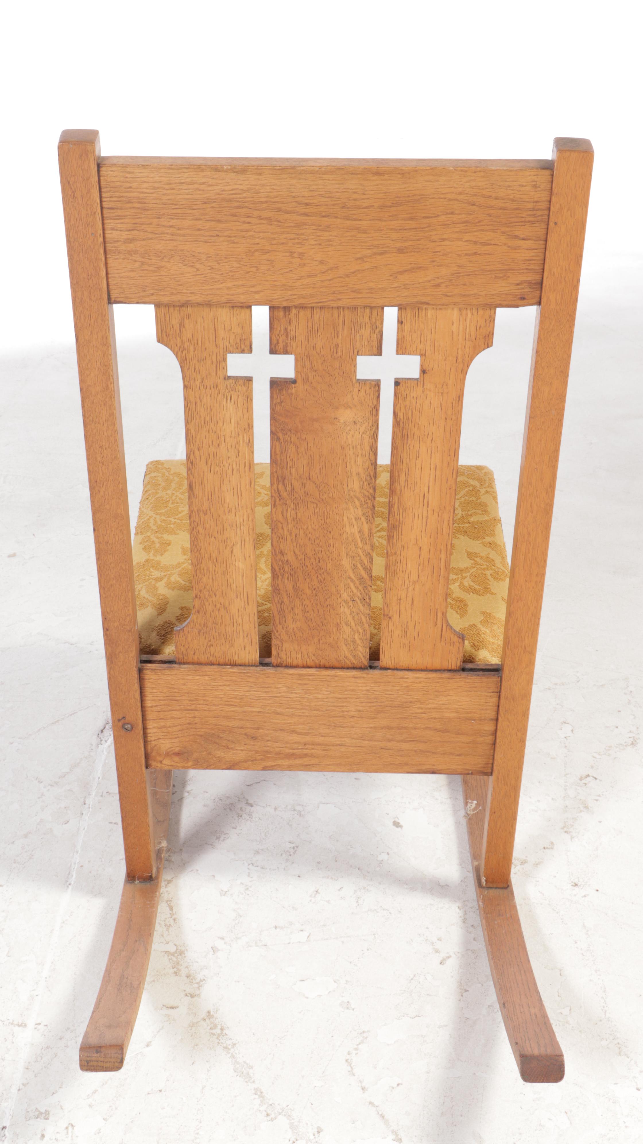 Arts and Crafts Oak Sewing Rocker, Early 20th Century