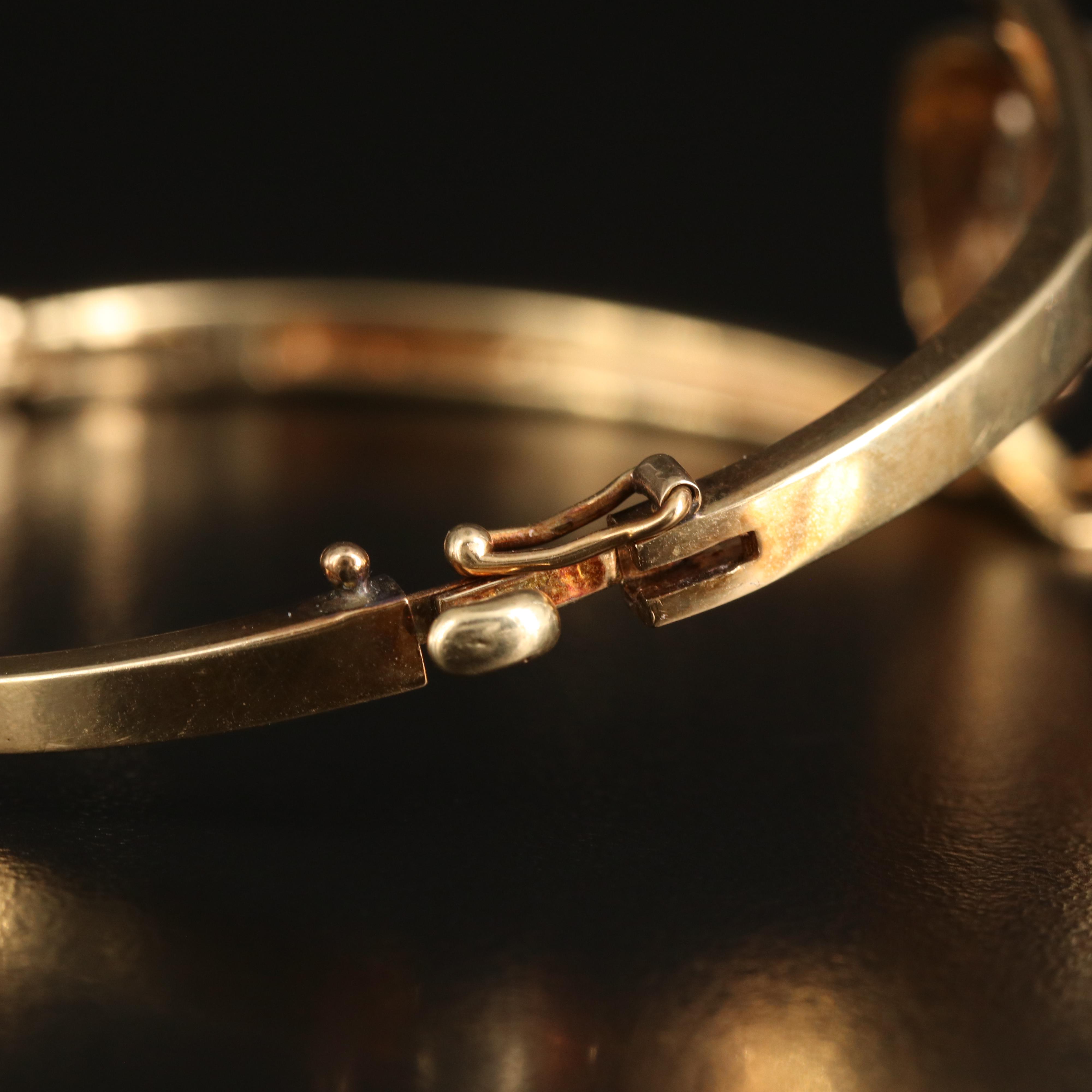 14K Ruby and Diamond Horse and Horse Shoe Bypass Hinged Bangle