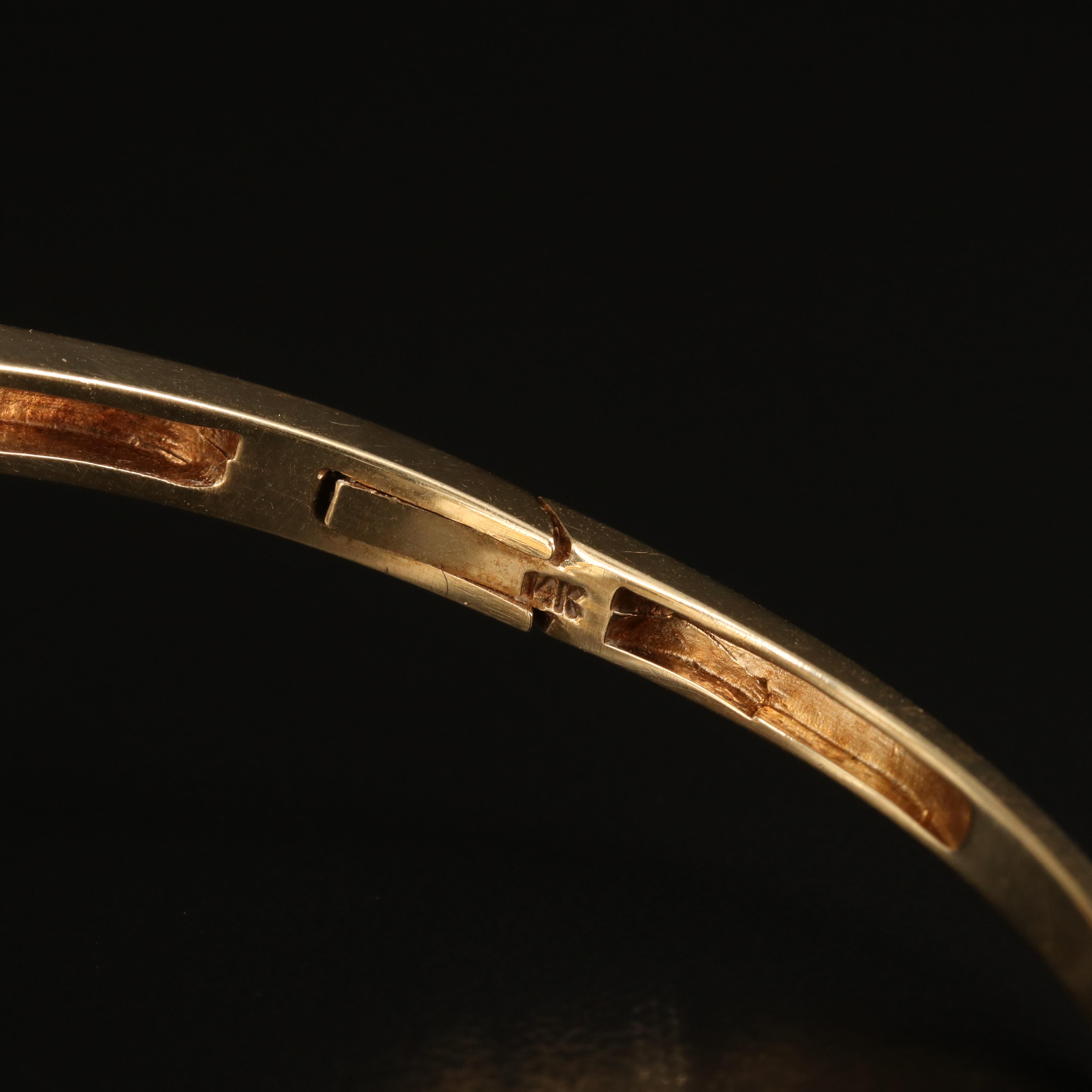 14K Ruby and Diamond Horse and Horse Shoe Bypass Hinged Bangle