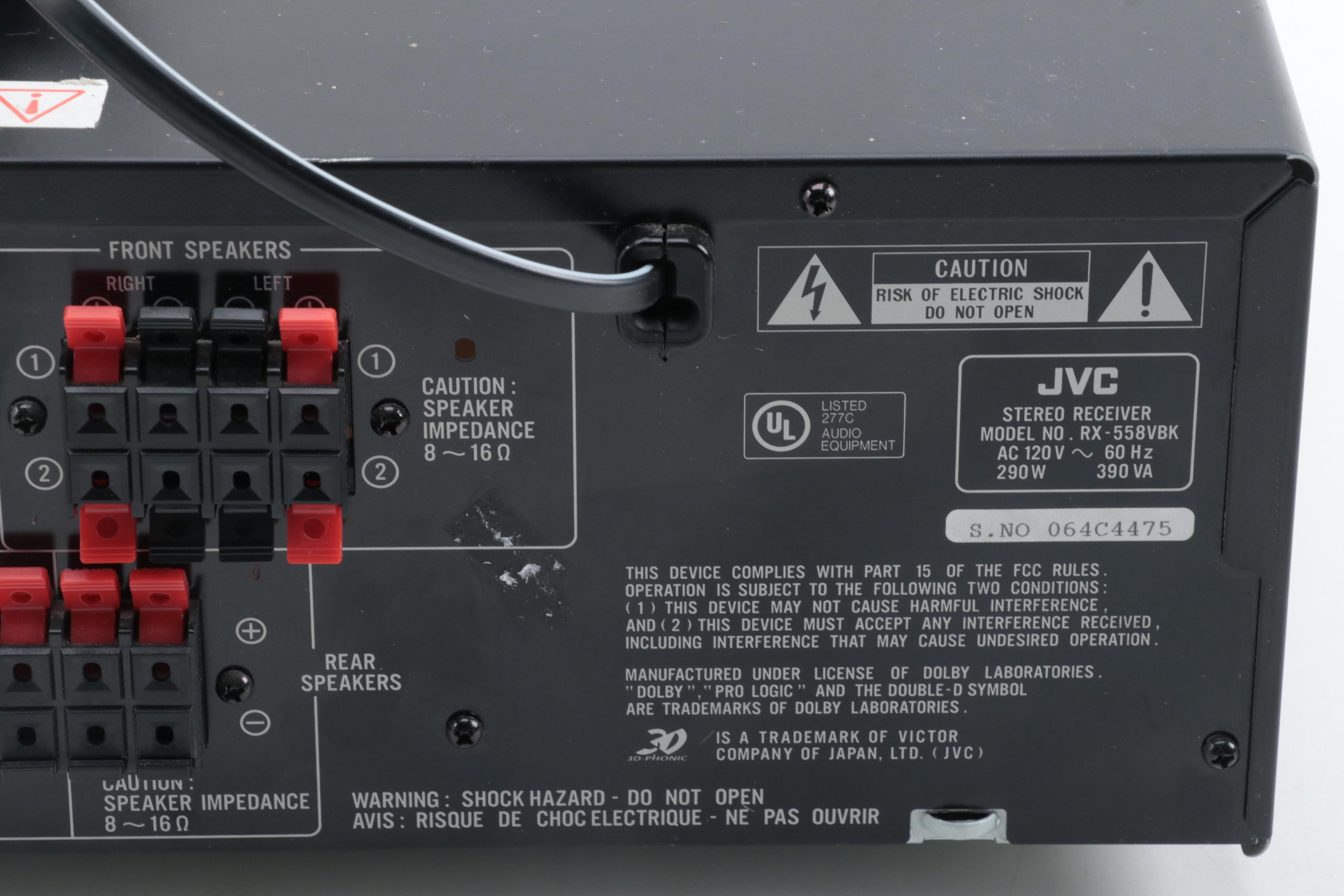 JVC Audio/Video Receiver with Sony 5-Disc CD Carousel, Late 20th Century