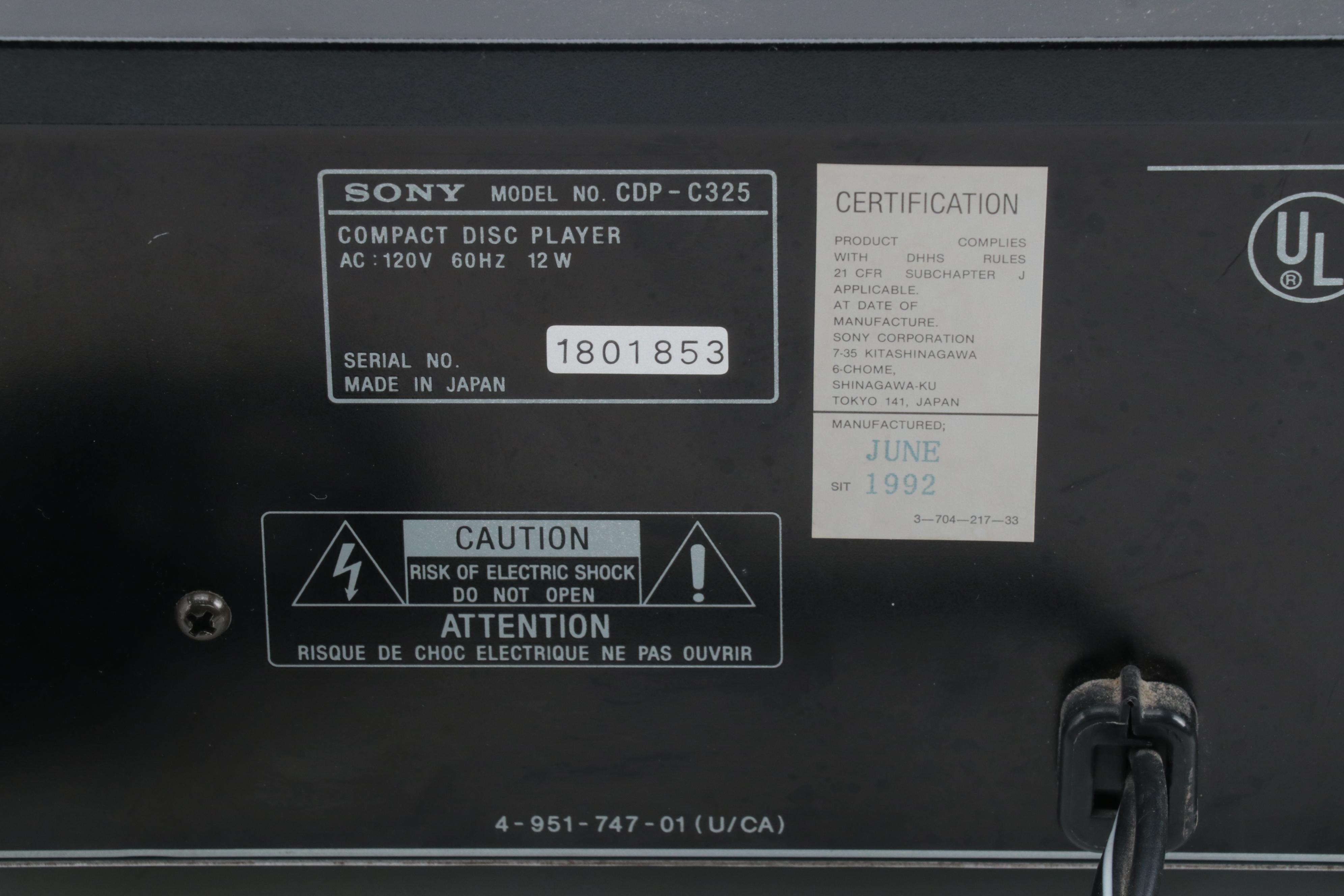 JVC Audio/Video Receiver with Sony 5-Disc CD Carousel, Late 20th Century