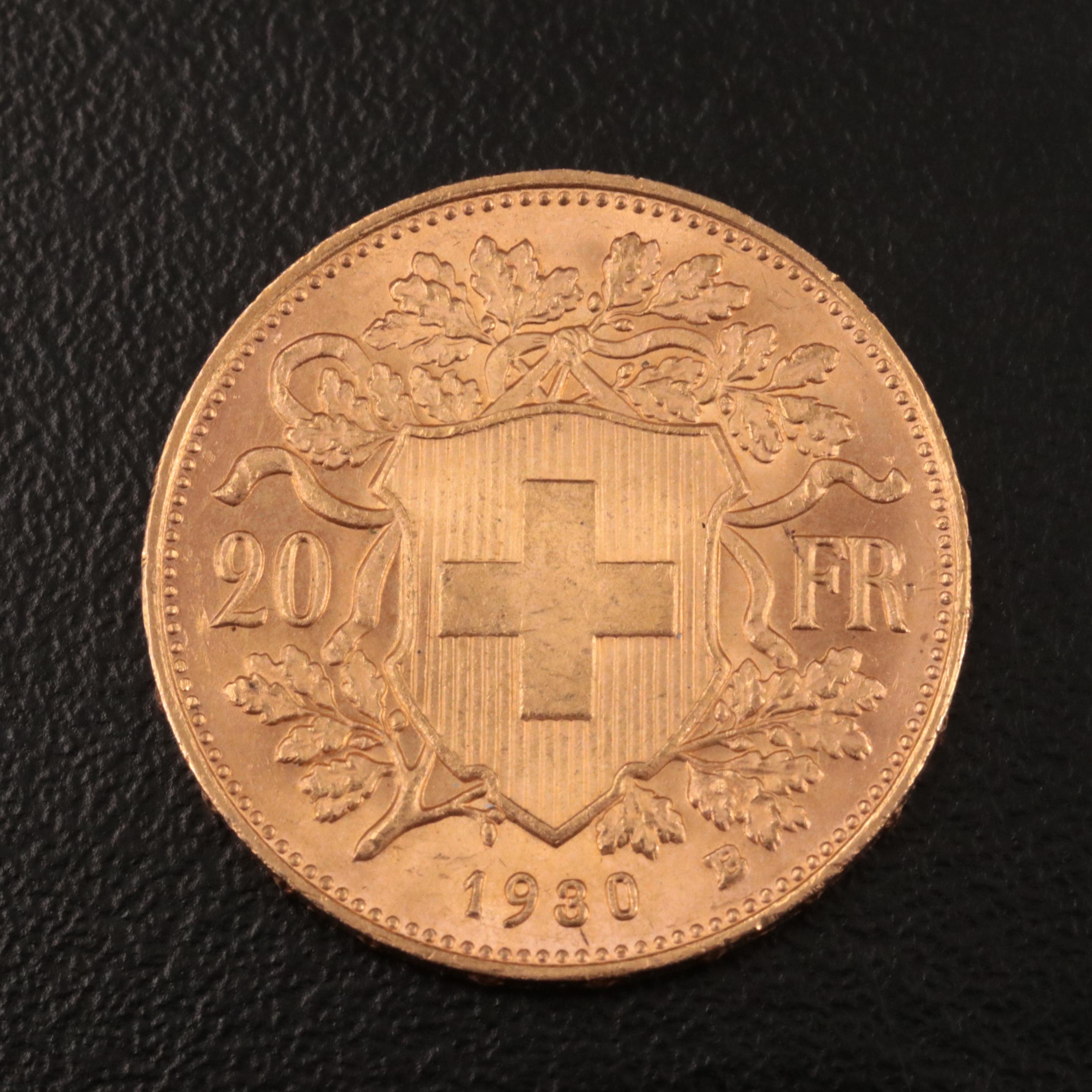 1930 Switzerland 20-Francs Gold Coin