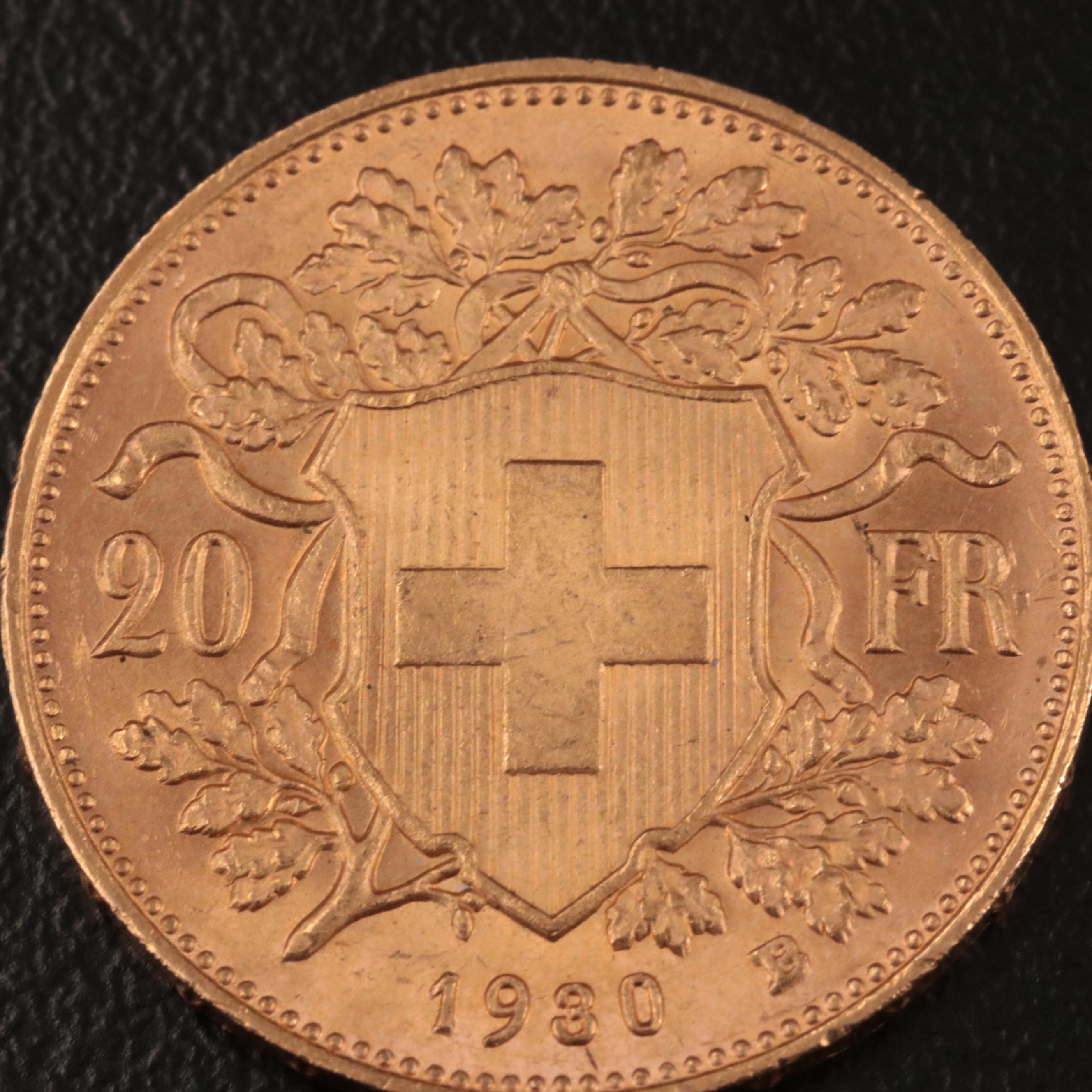 1930 Switzerland 20-Francs Gold Coin