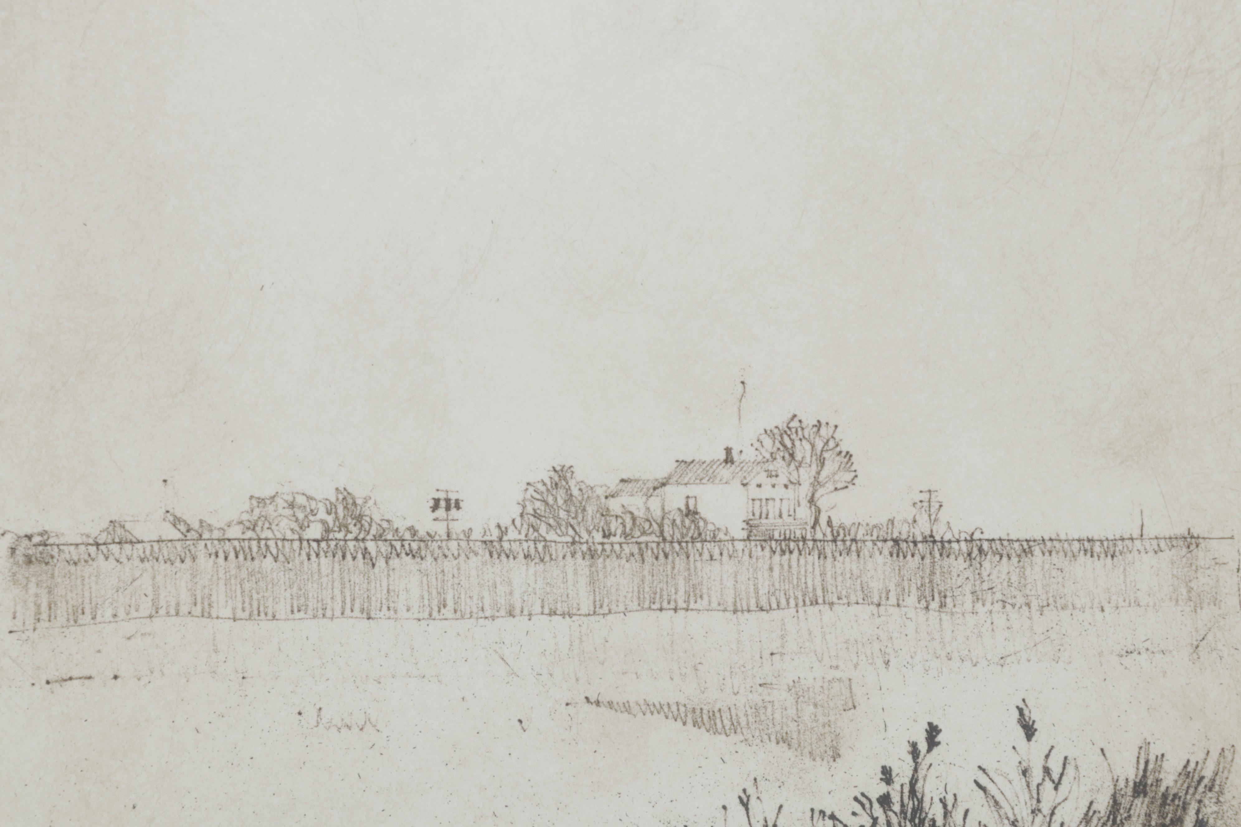 Landscape Etching "Delta Fog," 1972